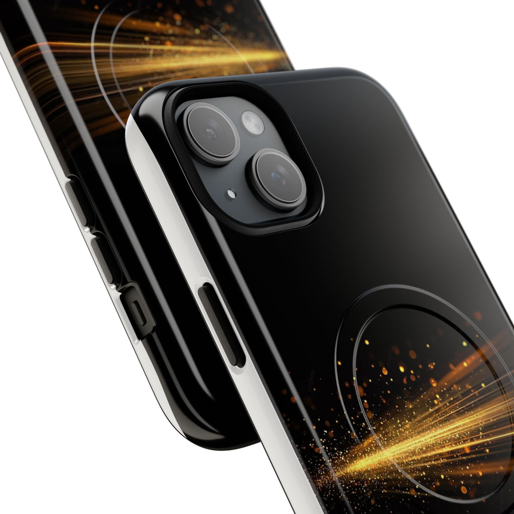 Magnetic Tough Phone Case — Black with Gold Light Trail