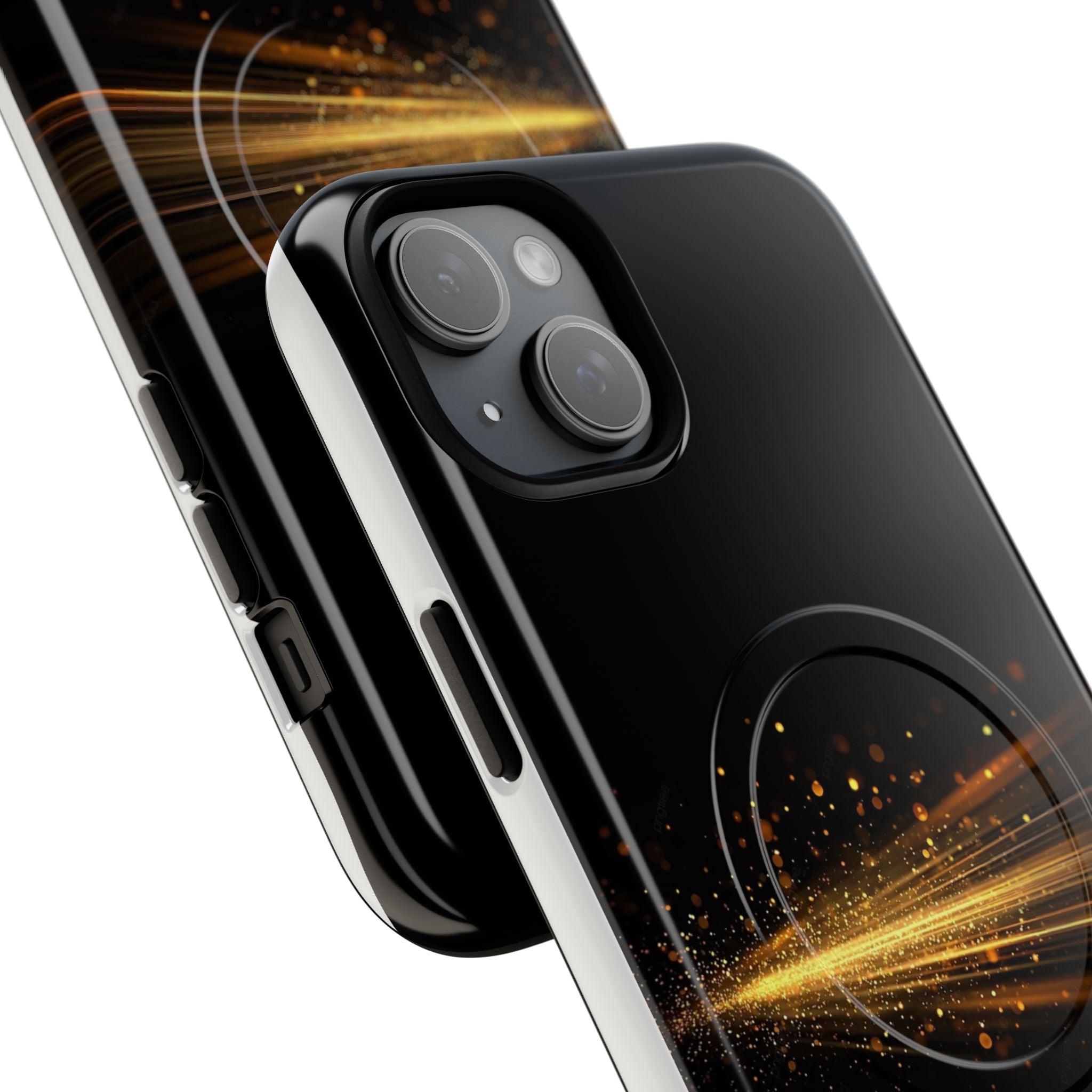 Magnetic Tough Phone Case — Black with Gold Light Trail