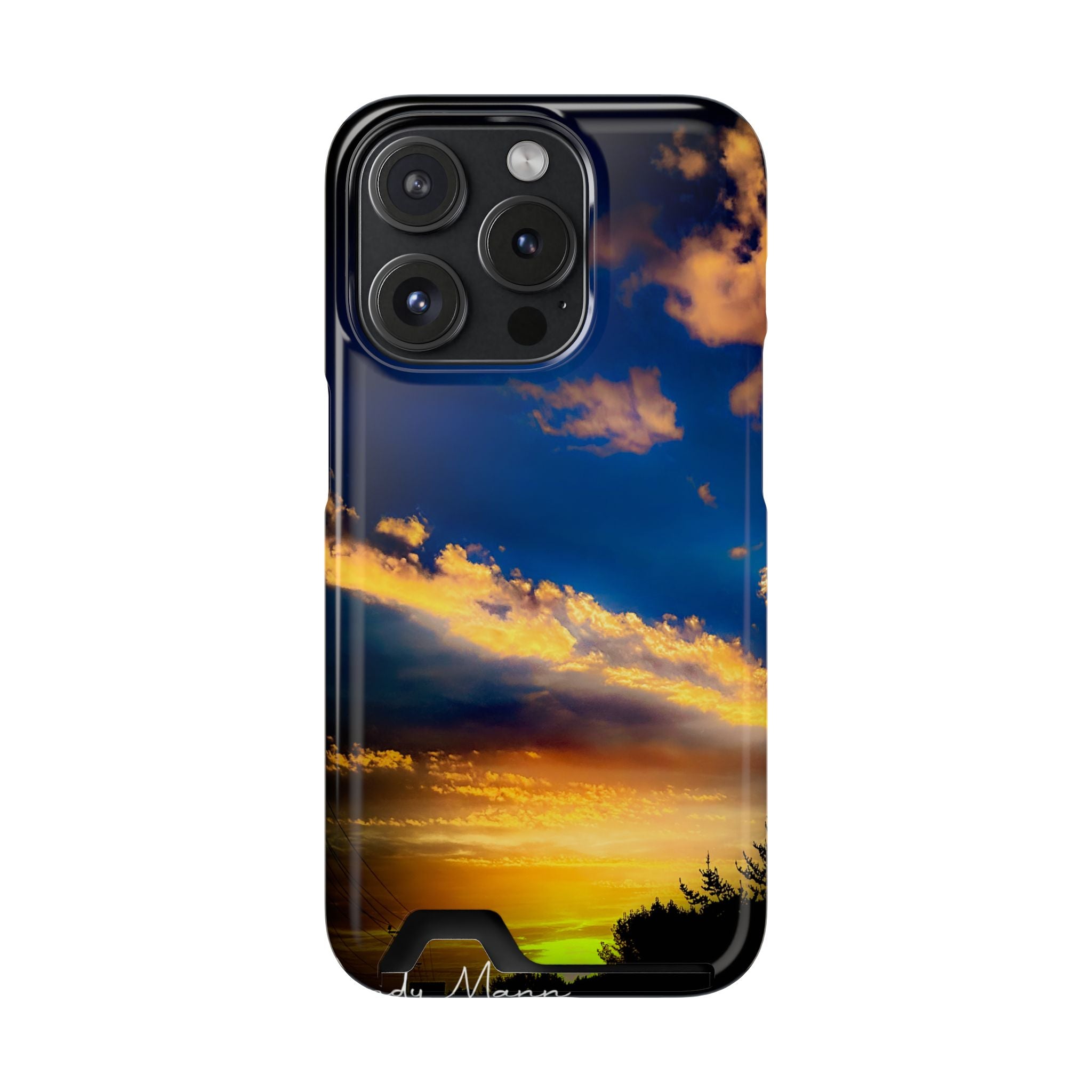 Sunset Sky Phone Case with Card Holder — Scenic Evening Landscape Wallet Case