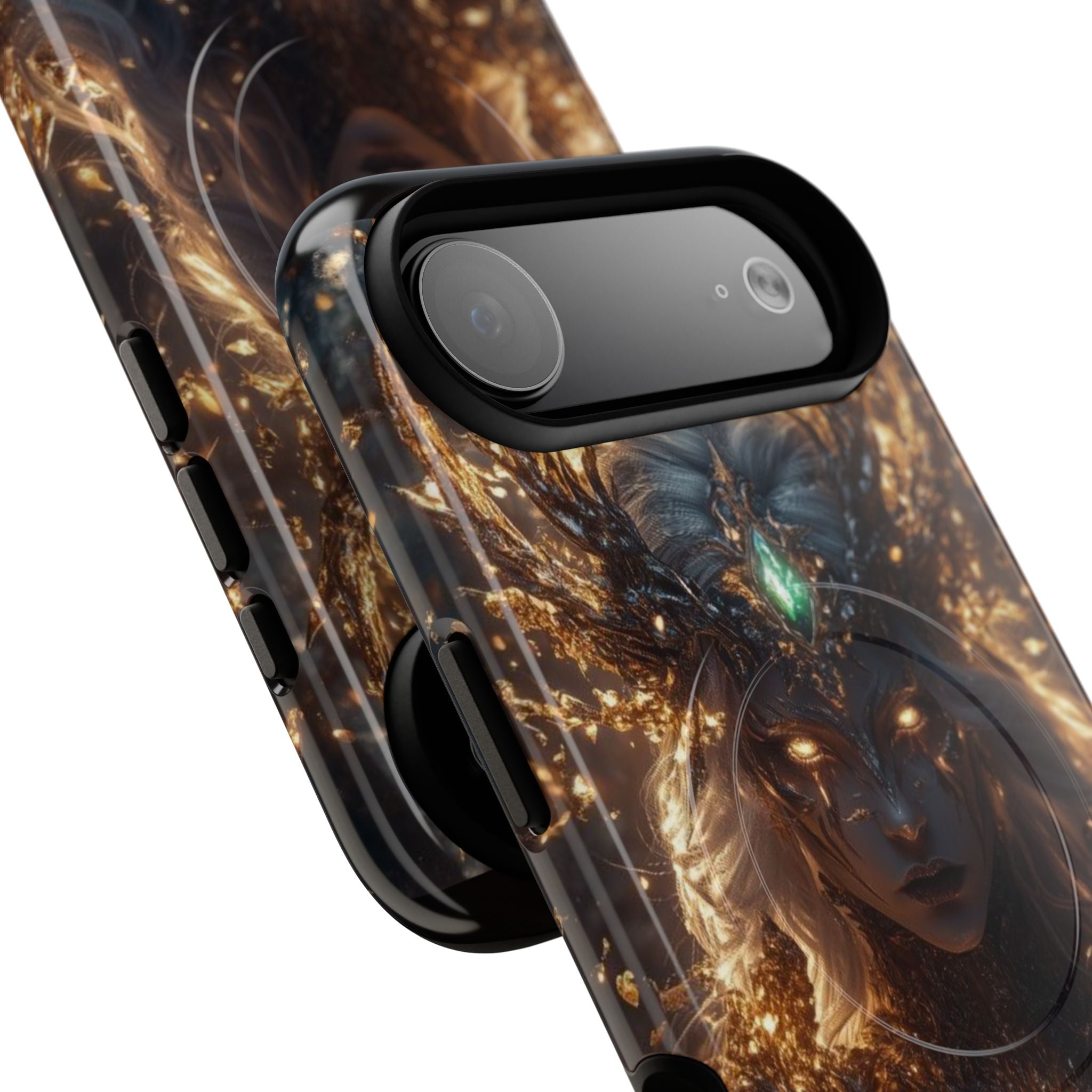 Mystic Goddess Tough Magnetic Phone Case — Fantasy Armor & Glowing Eyes