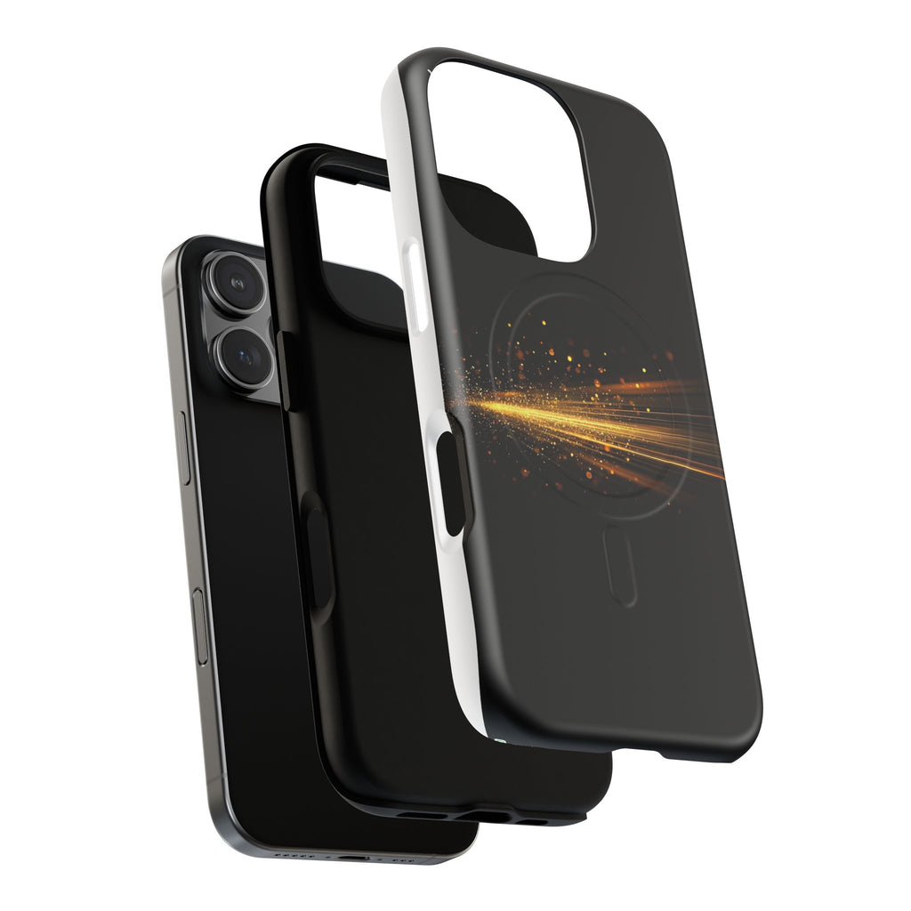 Magnetic Tough Phone Case — Black with Gold Light Trail