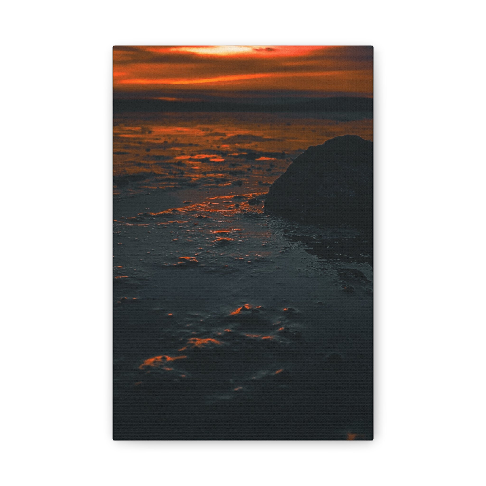 Sunset Shore Canvas Wall Art — Moody Coastal Landscape Print