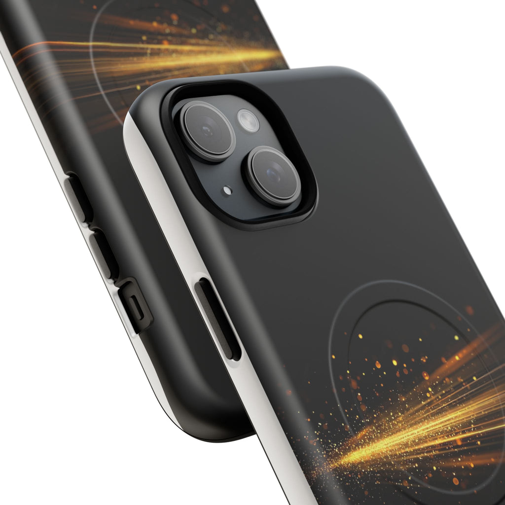Magnetic Tough Phone Case — Black with Gold Light Trail