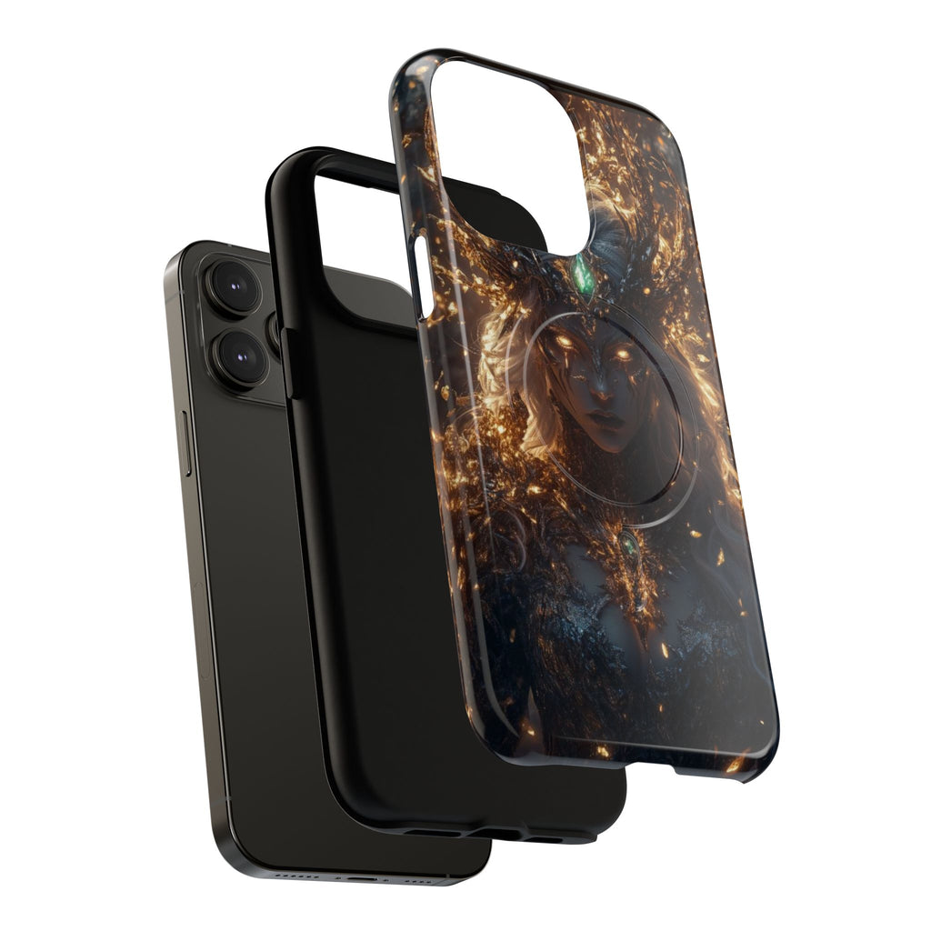 Mystic Goddess Tough Magnetic Phone Case — Fantasy Armor & Glowing Eyes