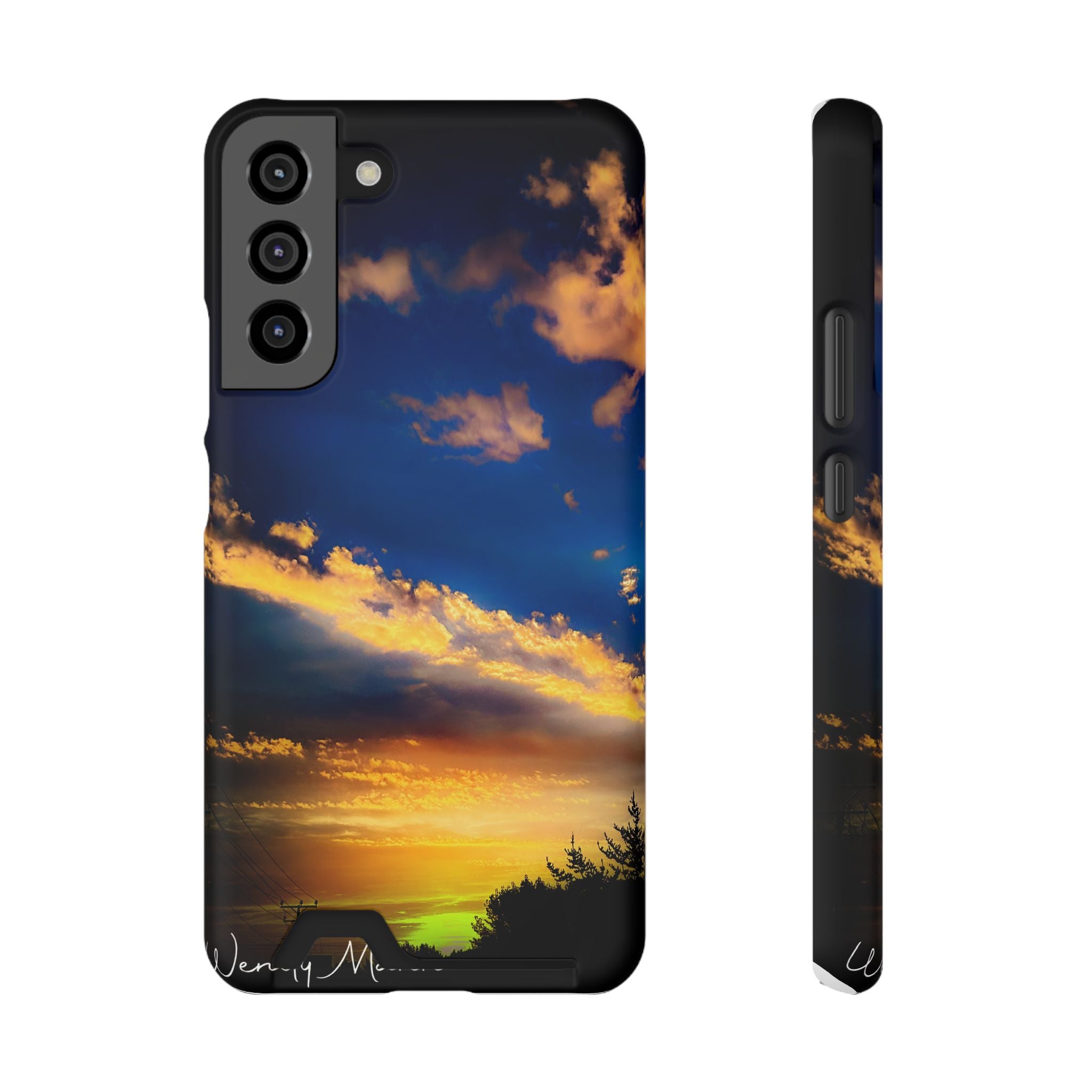 Sunset Sky Phone Case with Card Holder — Scenic Evening Landscape Wallet Case