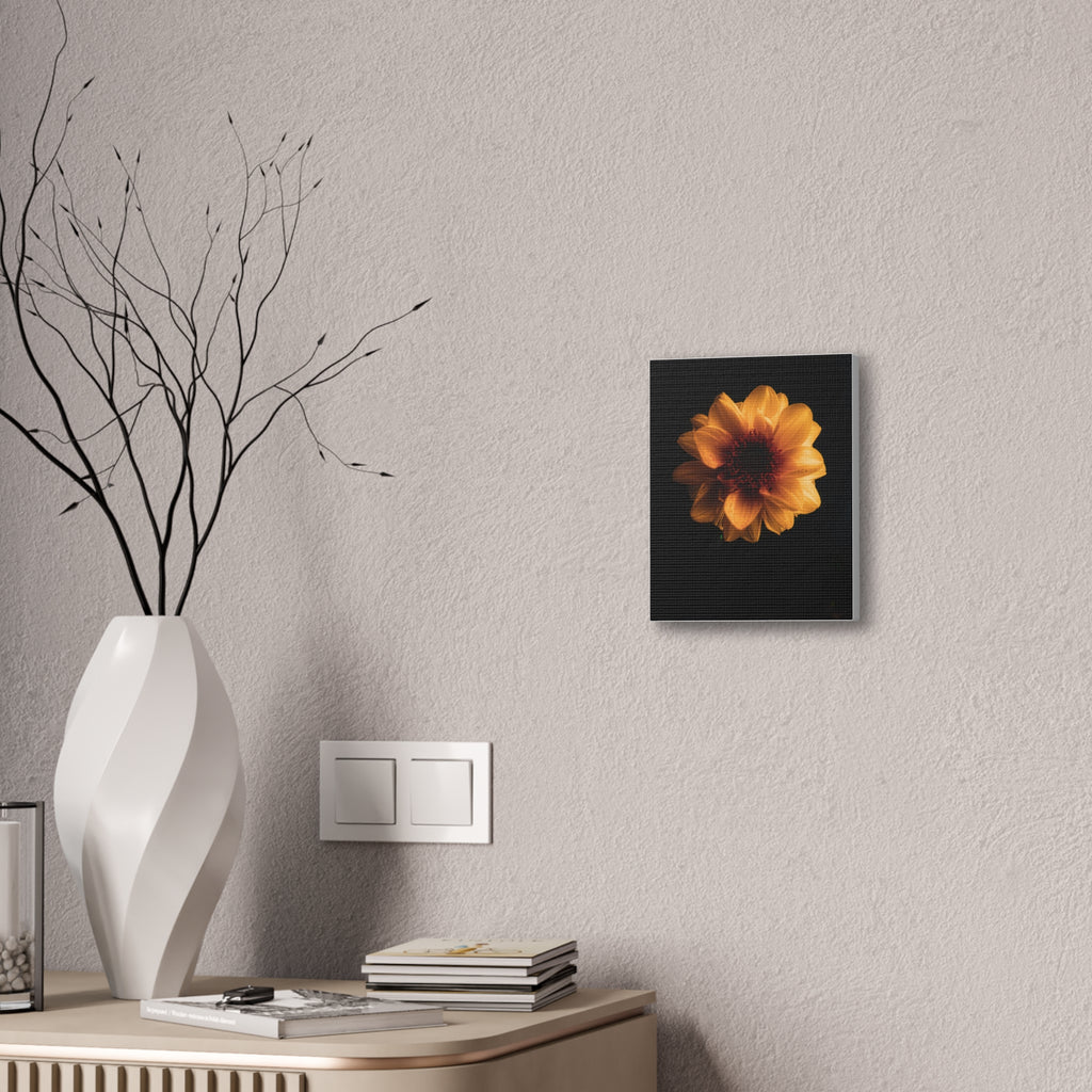 Golden Sunflower Canvas Print — Dramatic Dark Floral Wall Art
