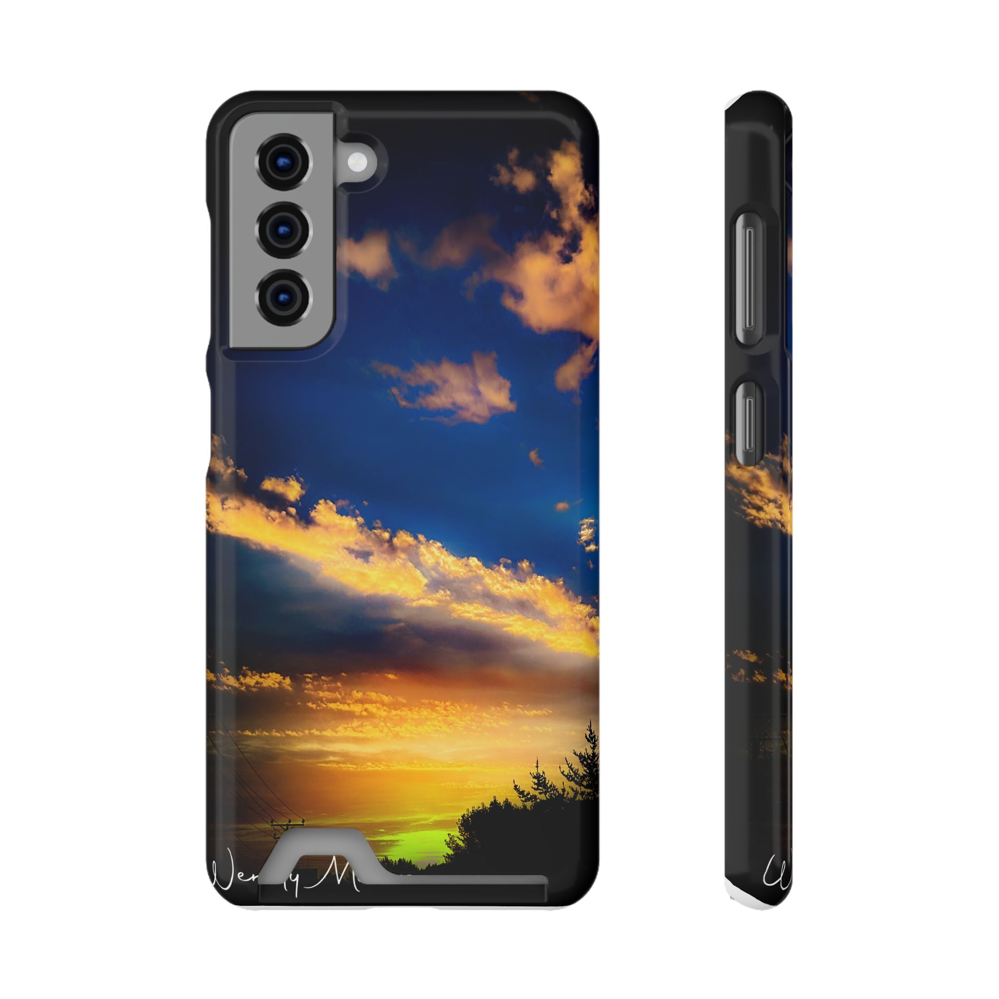 Sunset Sky Phone Case with Card Holder — Scenic Evening Landscape Wallet Case