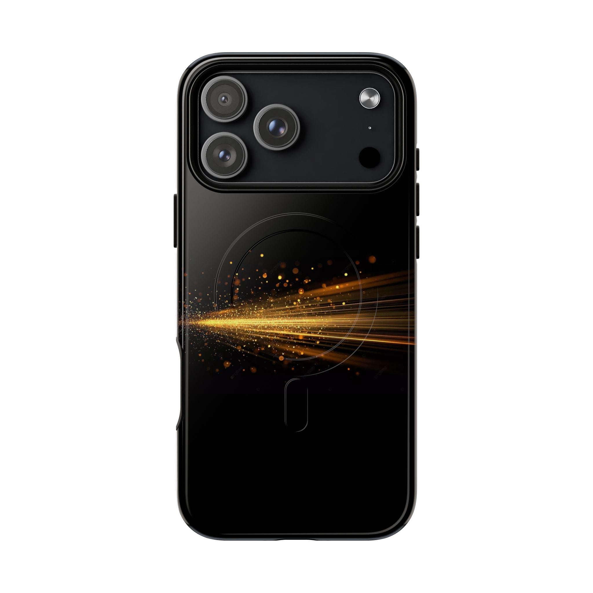 Magnetic Tough Phone Case — Black with Gold Light Trail