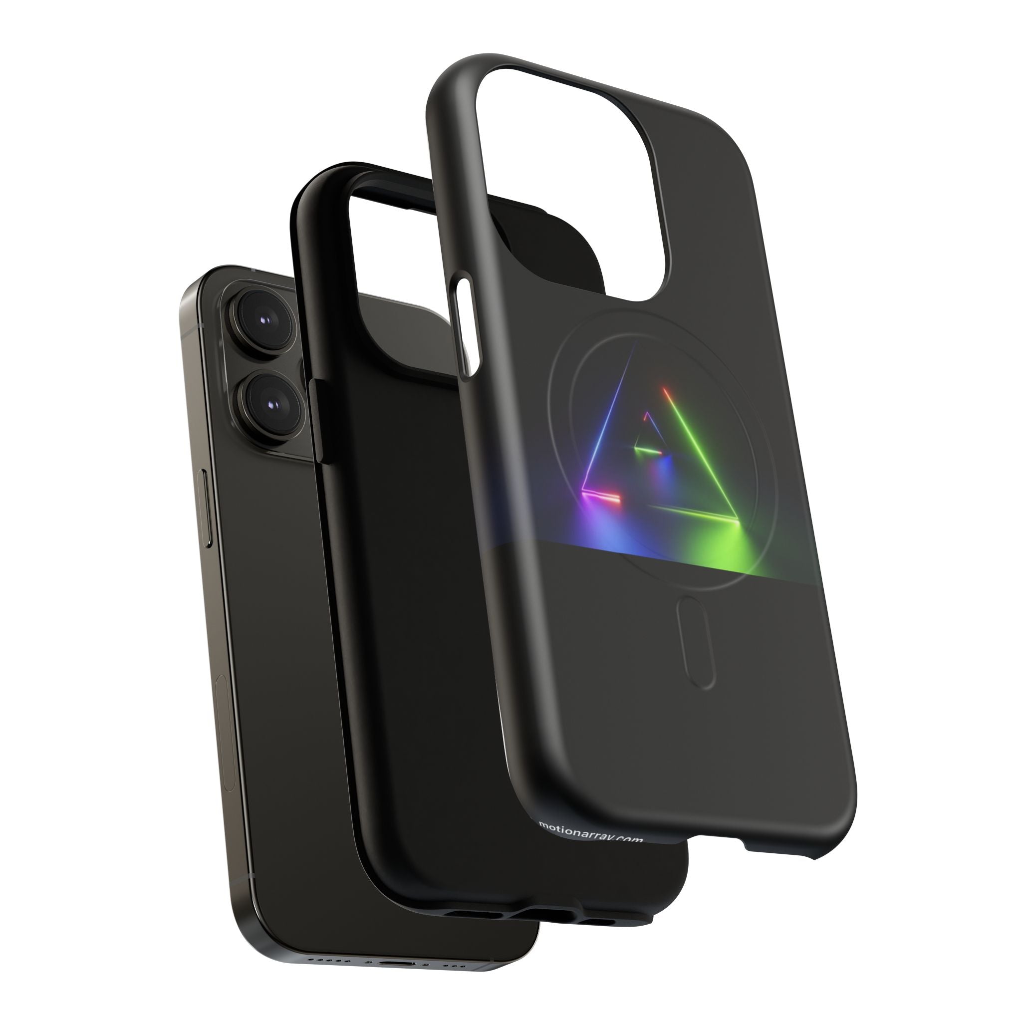 Magnetic Phone Case — Neon Prism Triangle Protective Cover