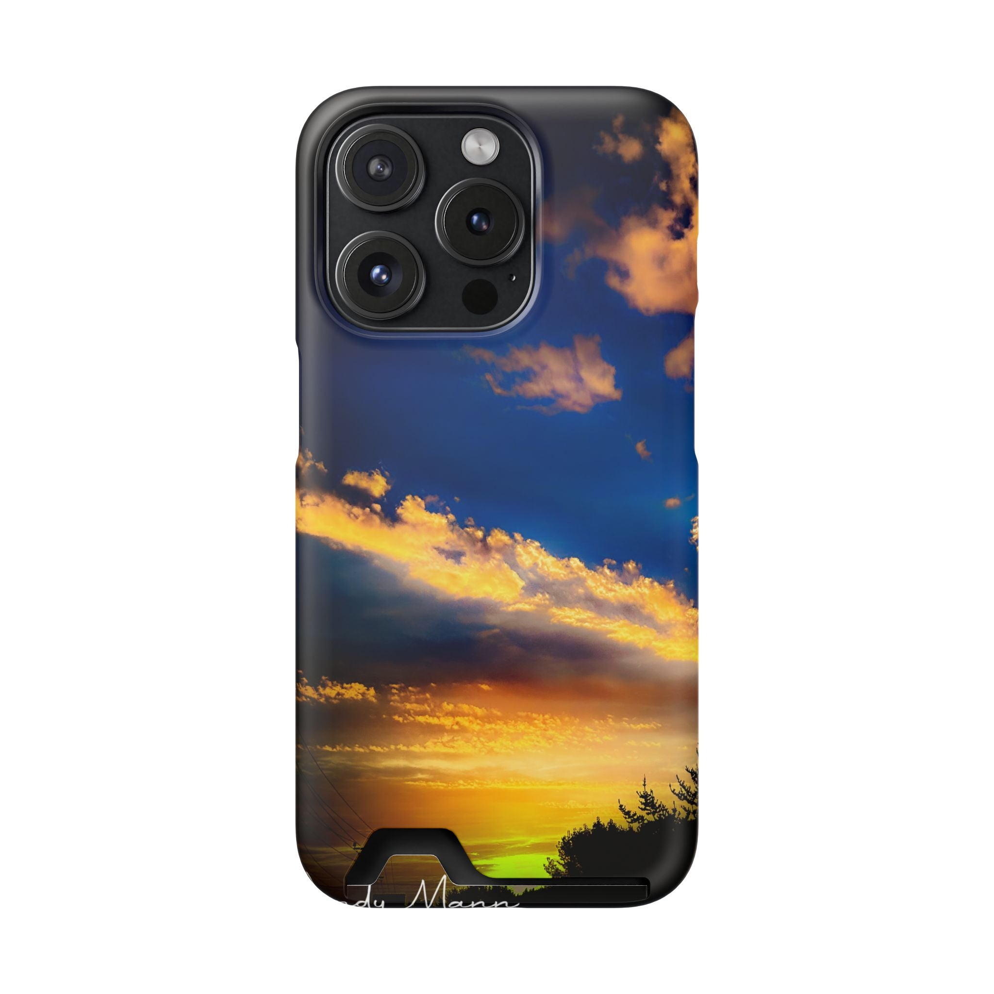 Sunset Sky Phone Case with Card Holder — Scenic Evening Landscape Wallet Case