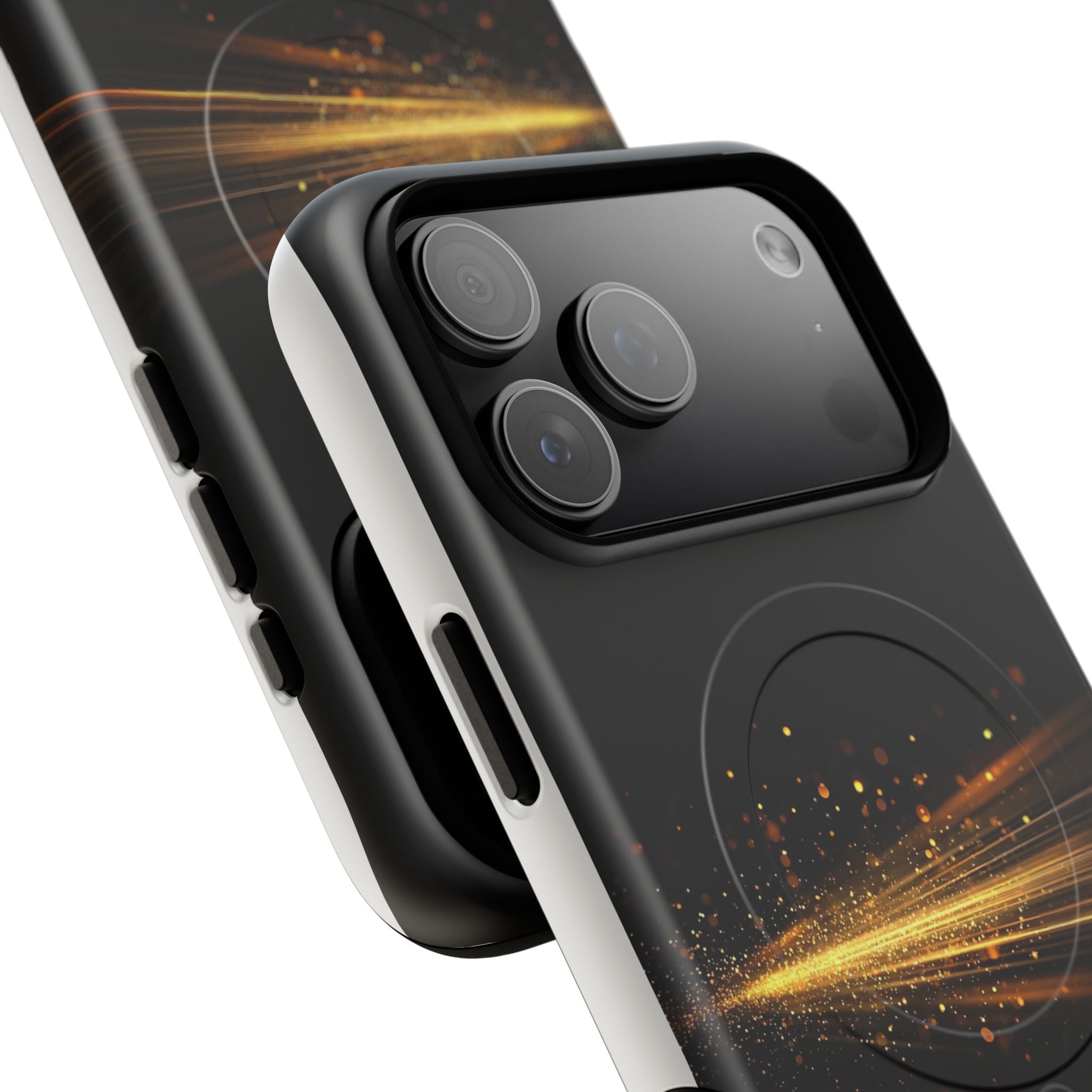 Magnetic Tough Phone Case — Black with Gold Light Trail