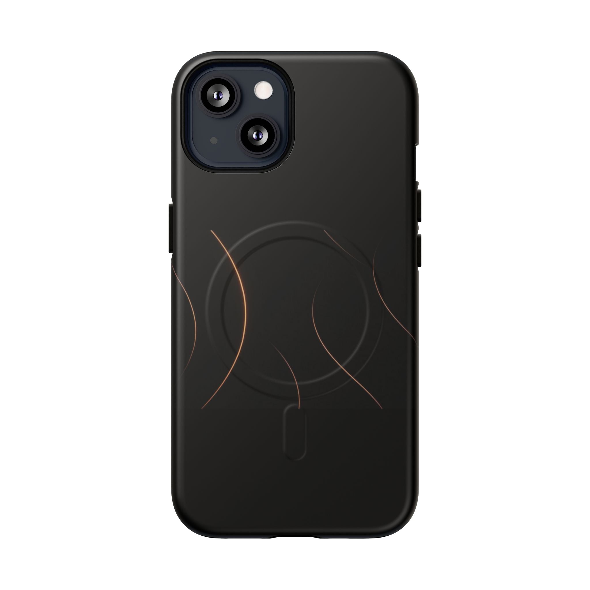 Magnetic Tough Phone Case — Black Minimalist Rings, Shockproof Magnetic Grip