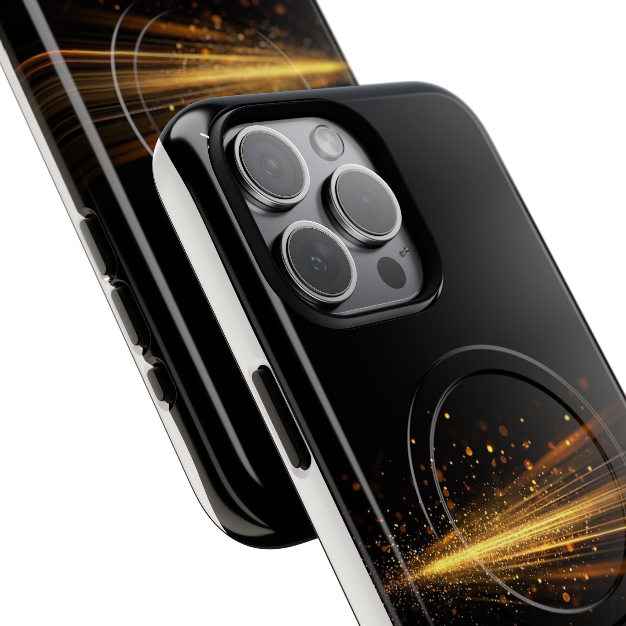 Magnetic Tough Phone Case — Black with Gold Light Trail