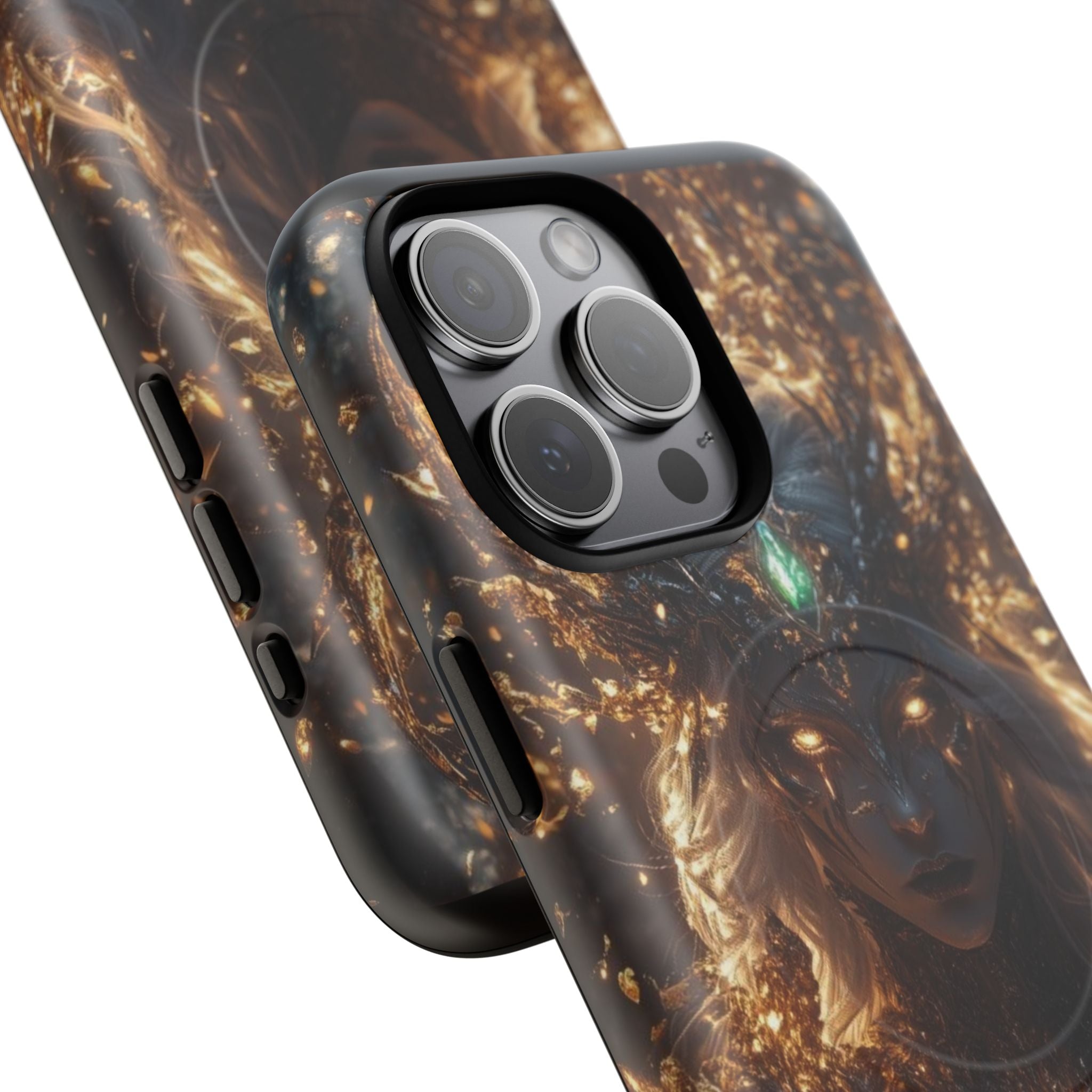 Mystic Goddess Tough Magnetic Phone Case — Fantasy Armor & Glowing Eyes