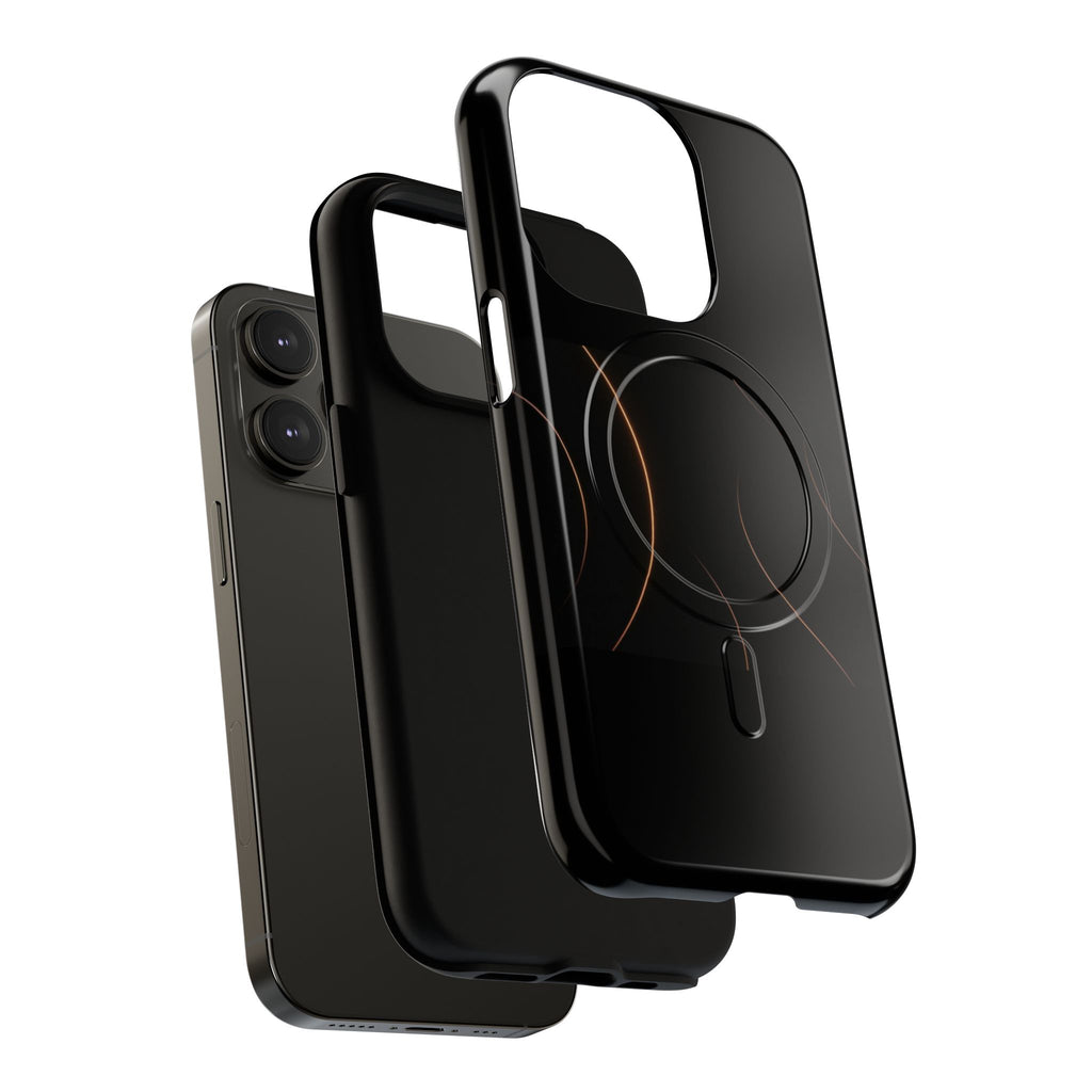 Magnetic Tough Phone Case — Black Minimalist Rings, Shockproof Magnetic Grip