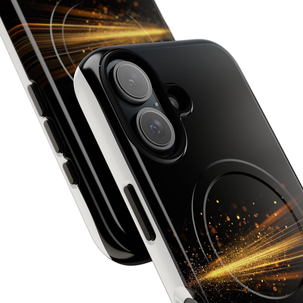 Magnetic Tough Phone Case — Black with Gold Light Trail
