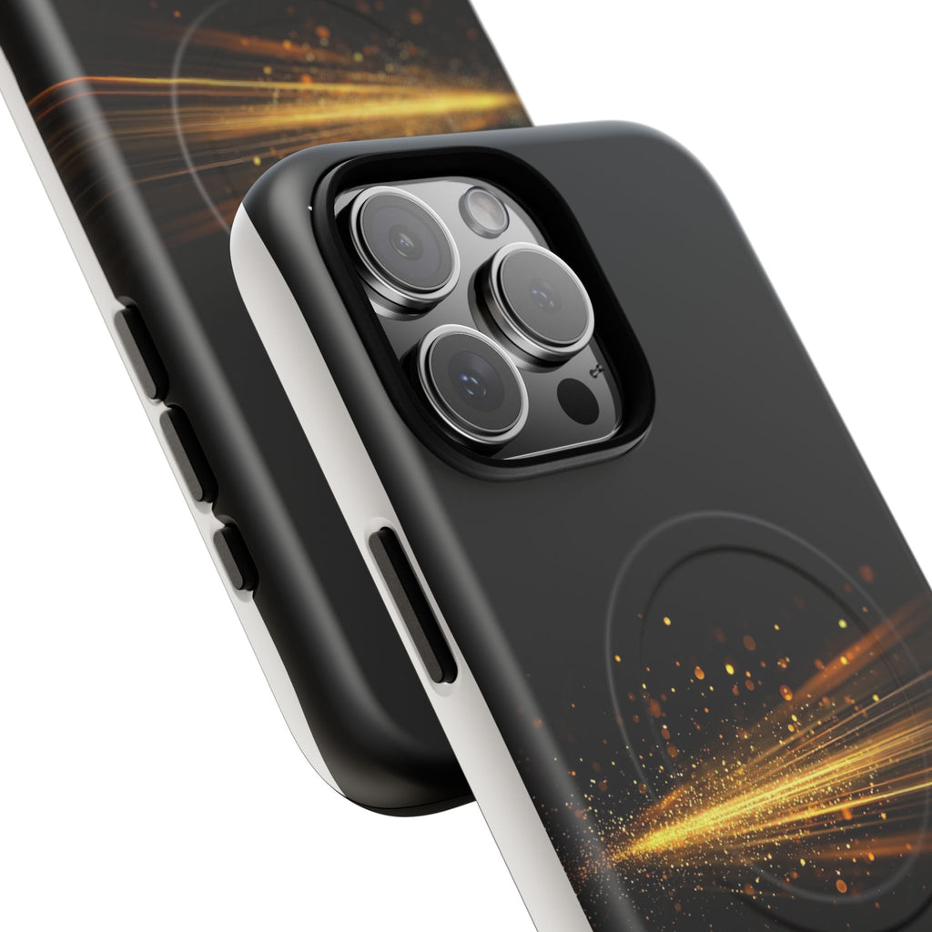 Magnetic Tough Phone Case — Black with Gold Light Trail