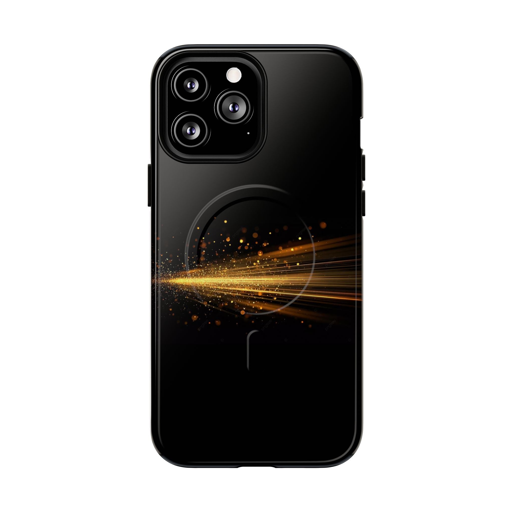 Magnetic Tough Phone Case — Black with Gold Light Trail