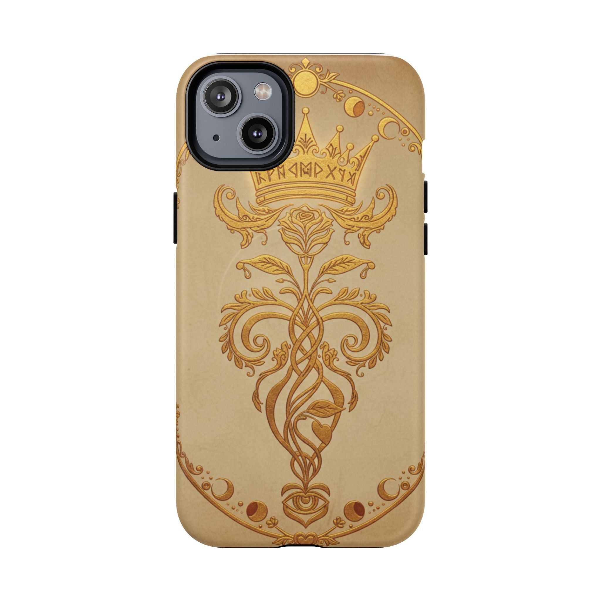 Gold Floral Crest Tough Phone Case — Protective Magnetic iPhone Cover