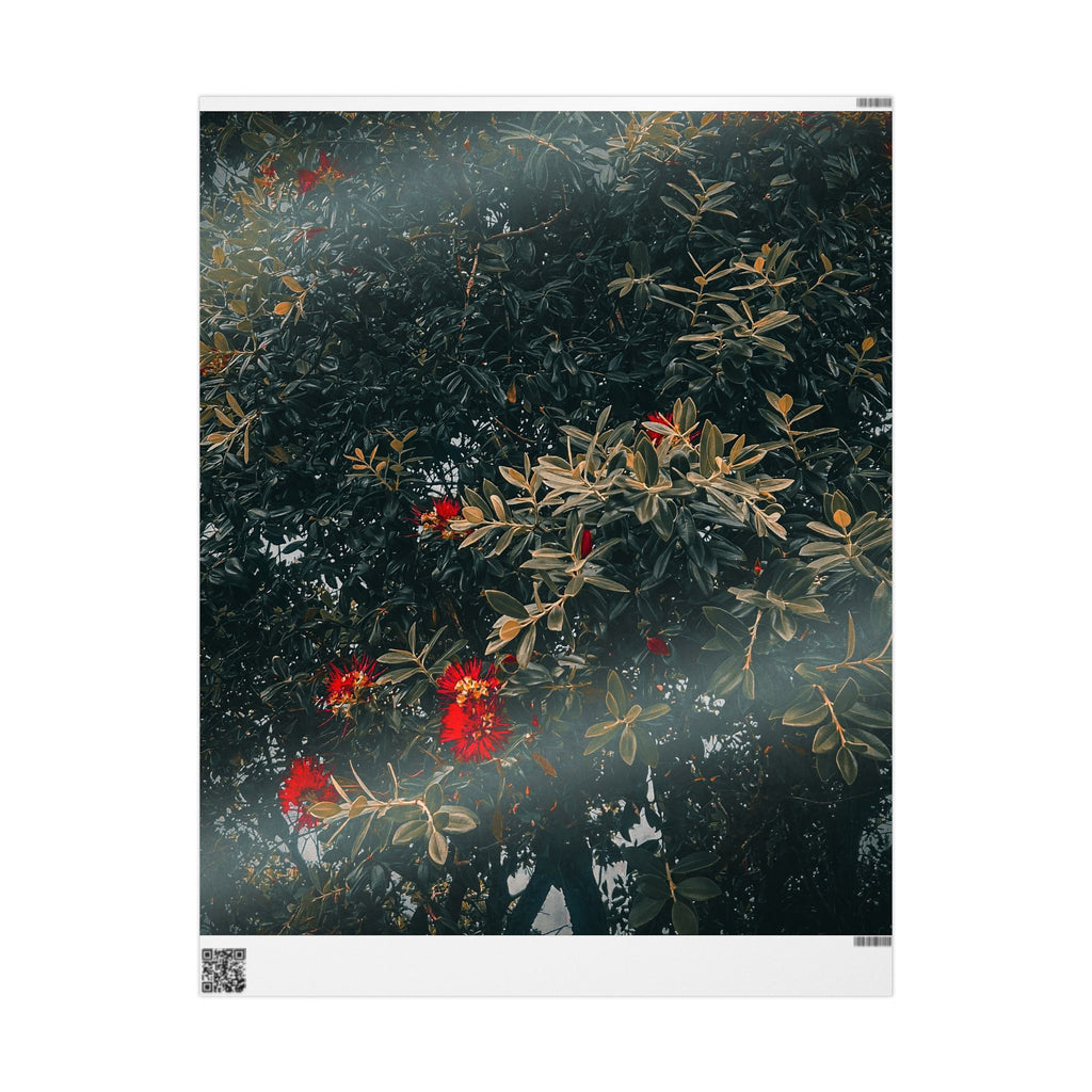 Wrapping Paper — Dark Floral Pōhutukawa Pattern Gift Wrap