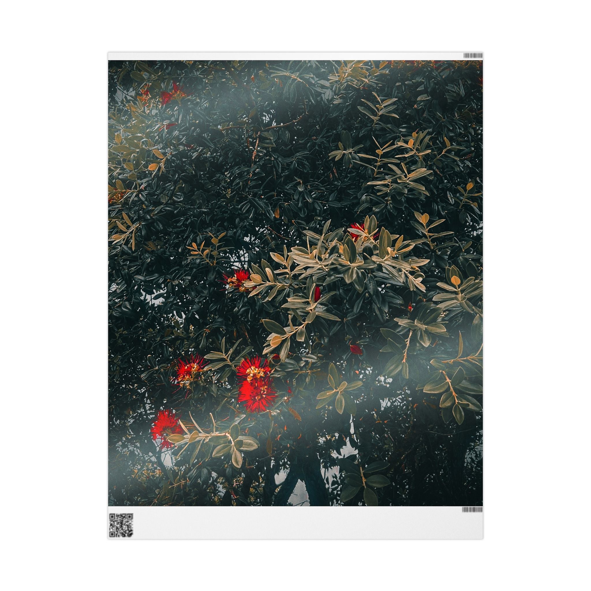 Wrapping Paper — Dark Floral Pōhutukawa Pattern Gift Wrap