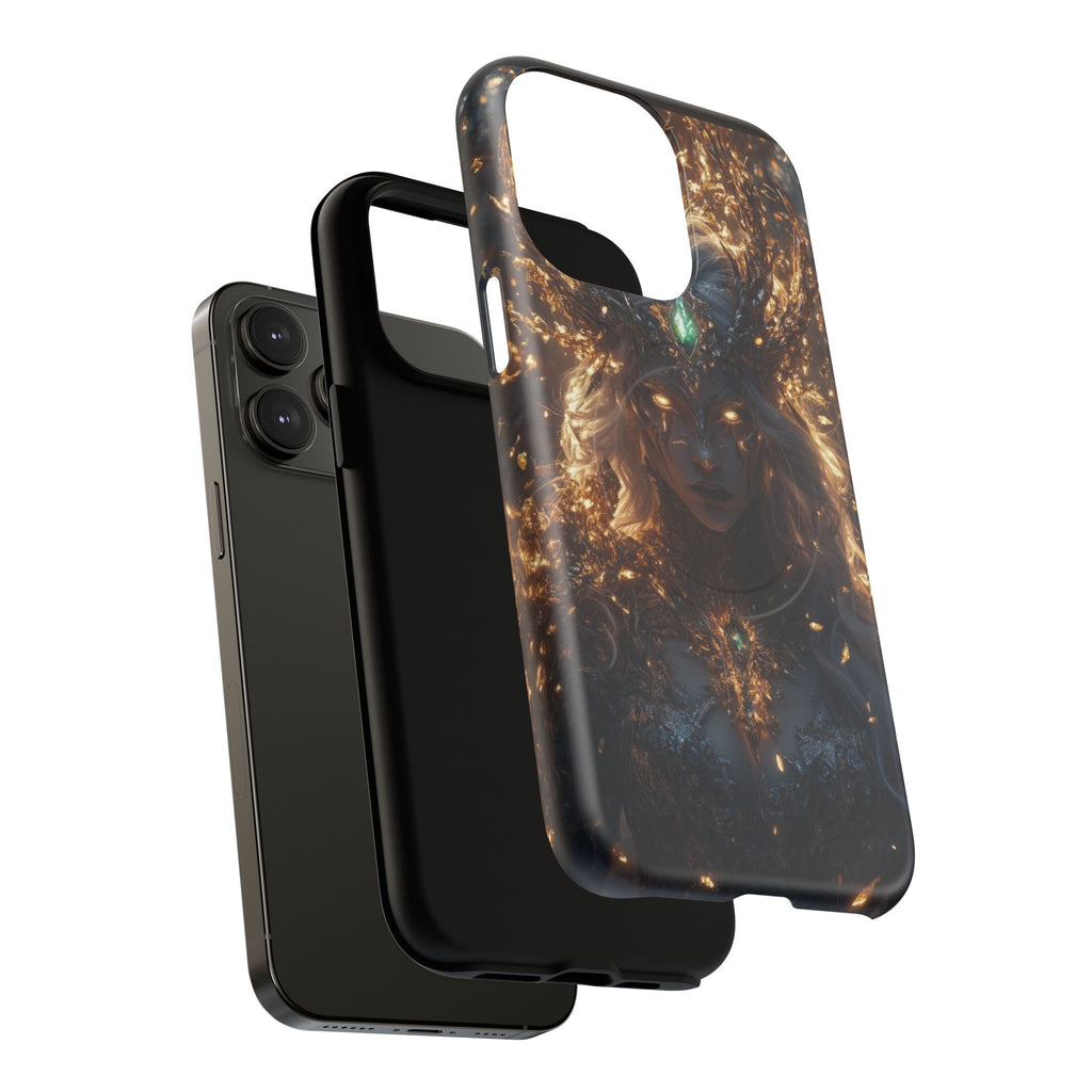 Mystic Goddess Tough Magnetic Phone Case — Fantasy Armor & Glowing Eyes