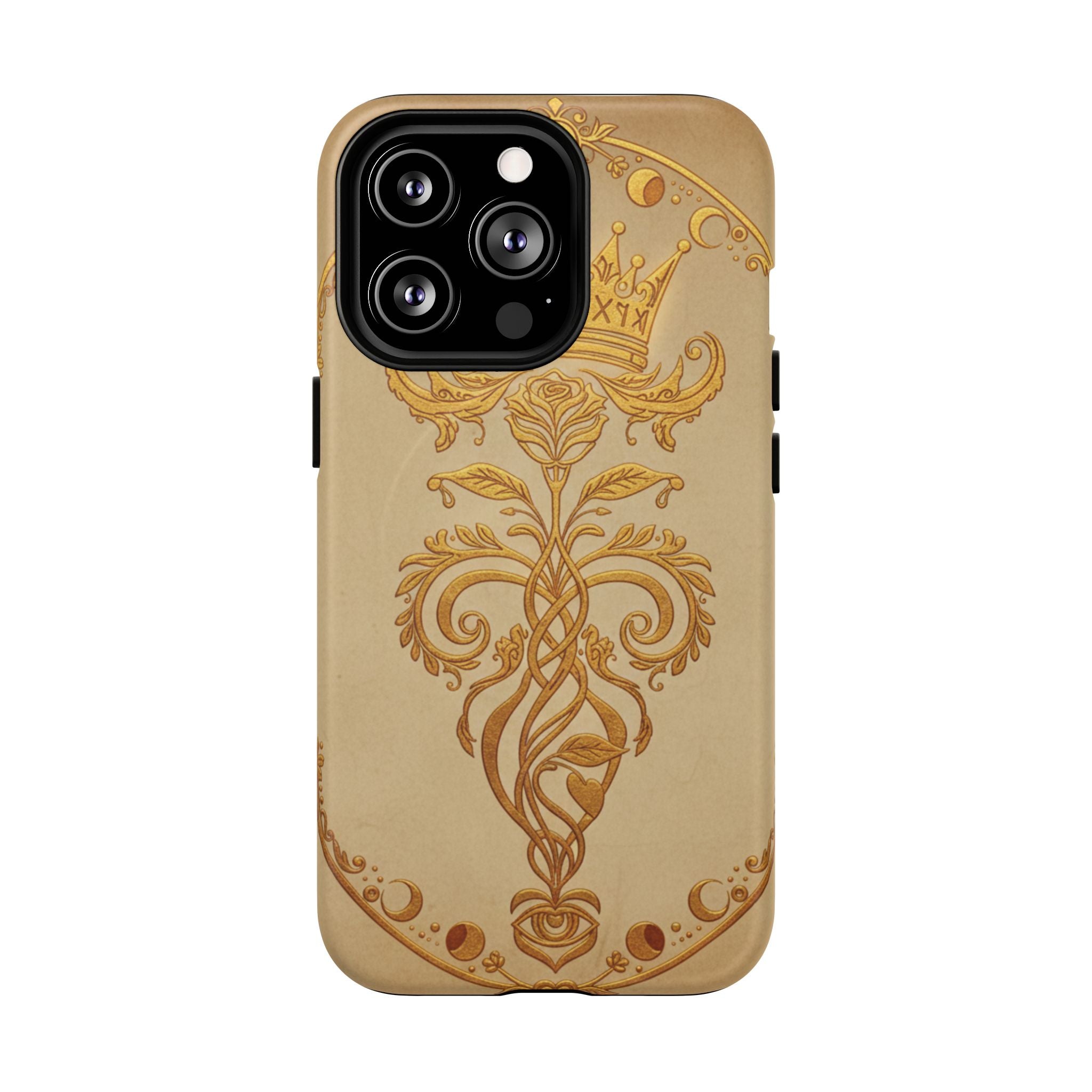 Gold Floral Crest Tough Phone Case — Protective Magnetic iPhone Cover