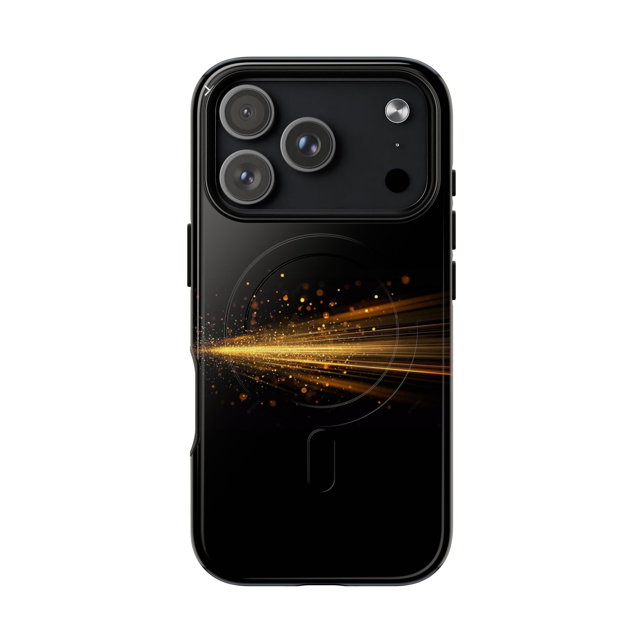 Magnetic Tough Phone Case — Black with Gold Light Trail