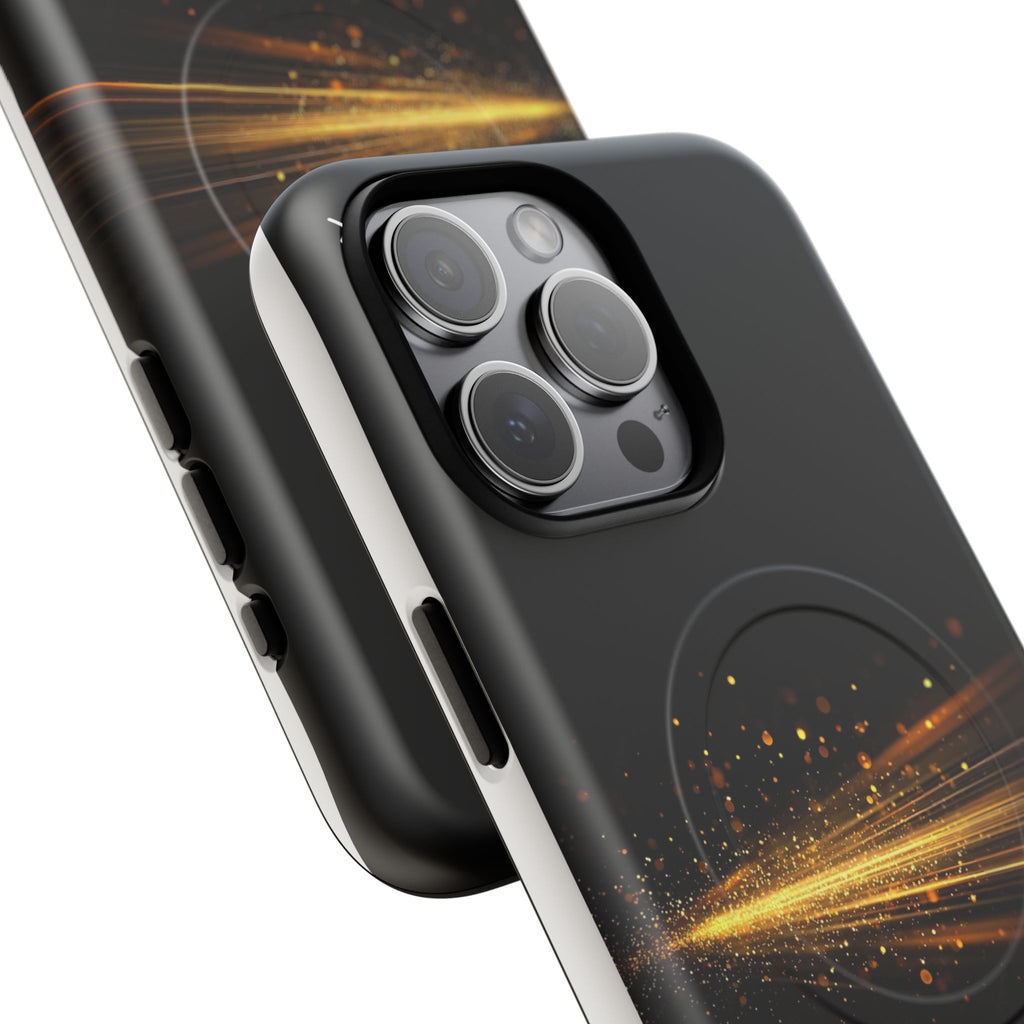 Magnetic Tough Phone Case — Black with Gold Light Trail