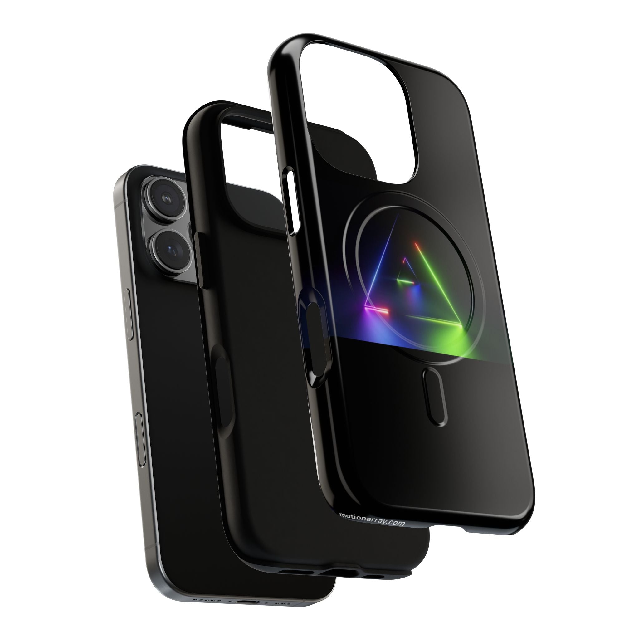 Magnetic Phone Case — Neon Prism Triangle Protective Cover