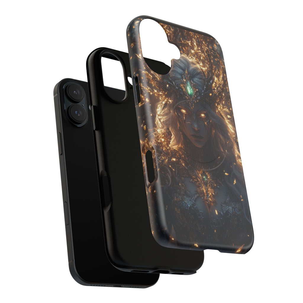 Mystic Goddess Tough Magnetic Phone Case — Fantasy Armor & Glowing Eyes