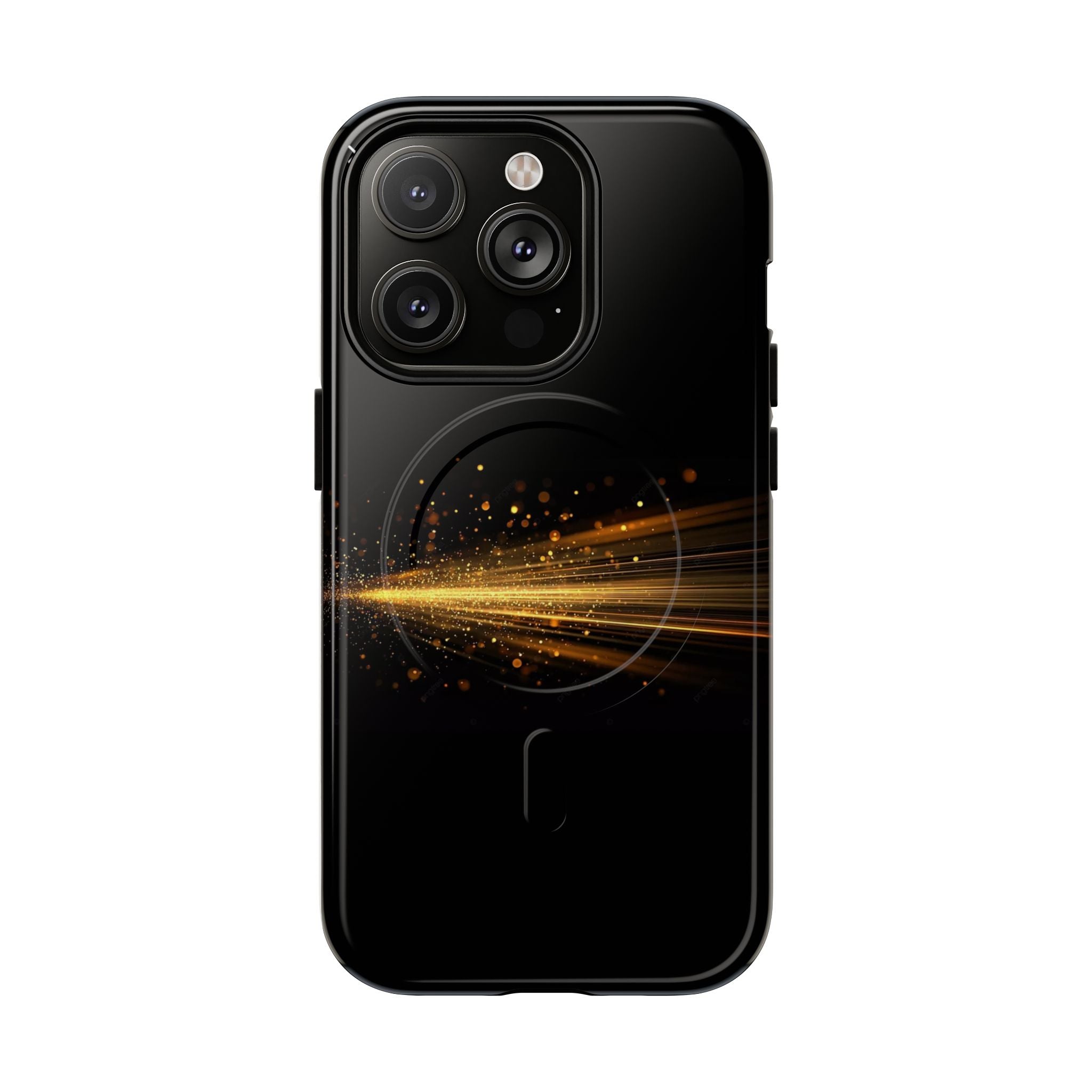 Magnetic Tough Phone Case — Black with Gold Light Trail