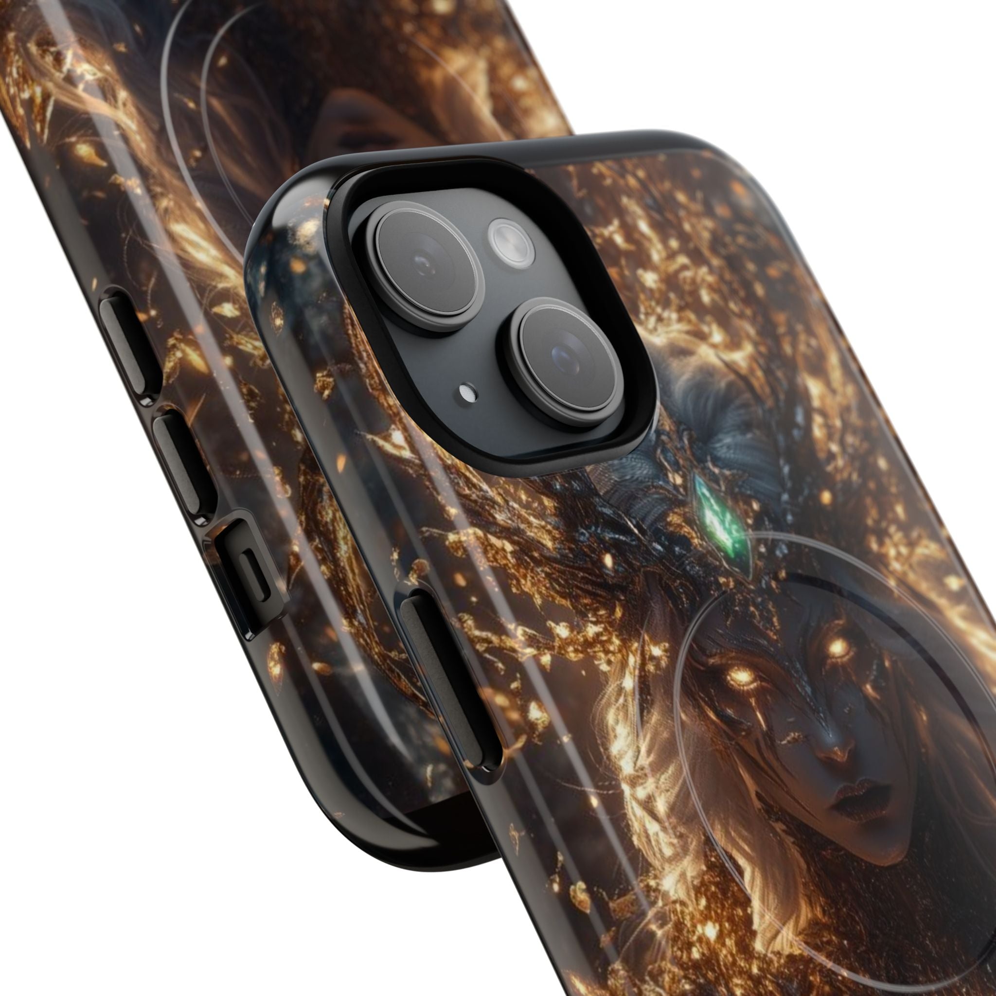 Mystic Goddess Tough Magnetic Phone Case — Fantasy Armor & Glowing Eyes