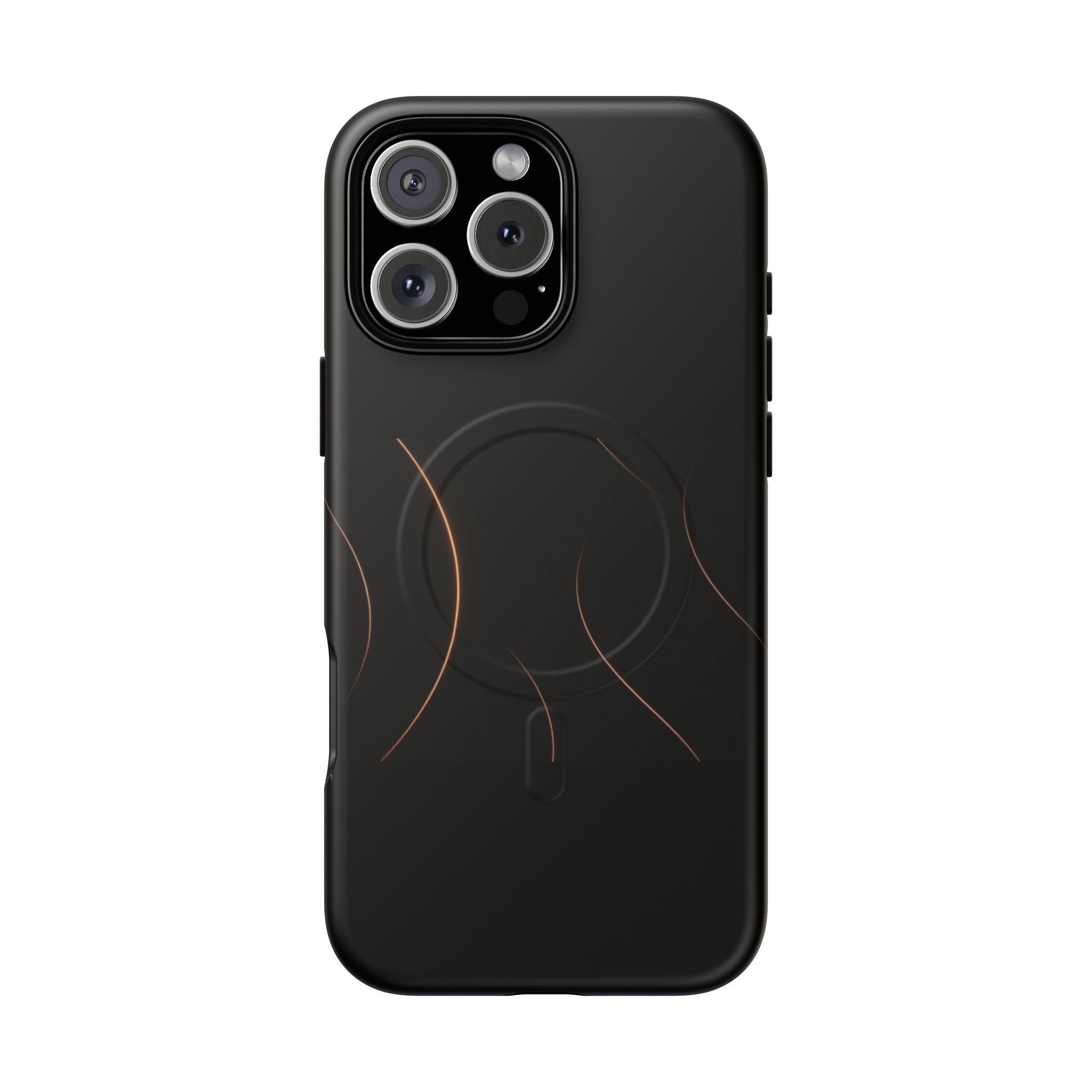 Magnetic Tough Phone Case — Black Minimalist Rings, Shockproof Magnetic Grip