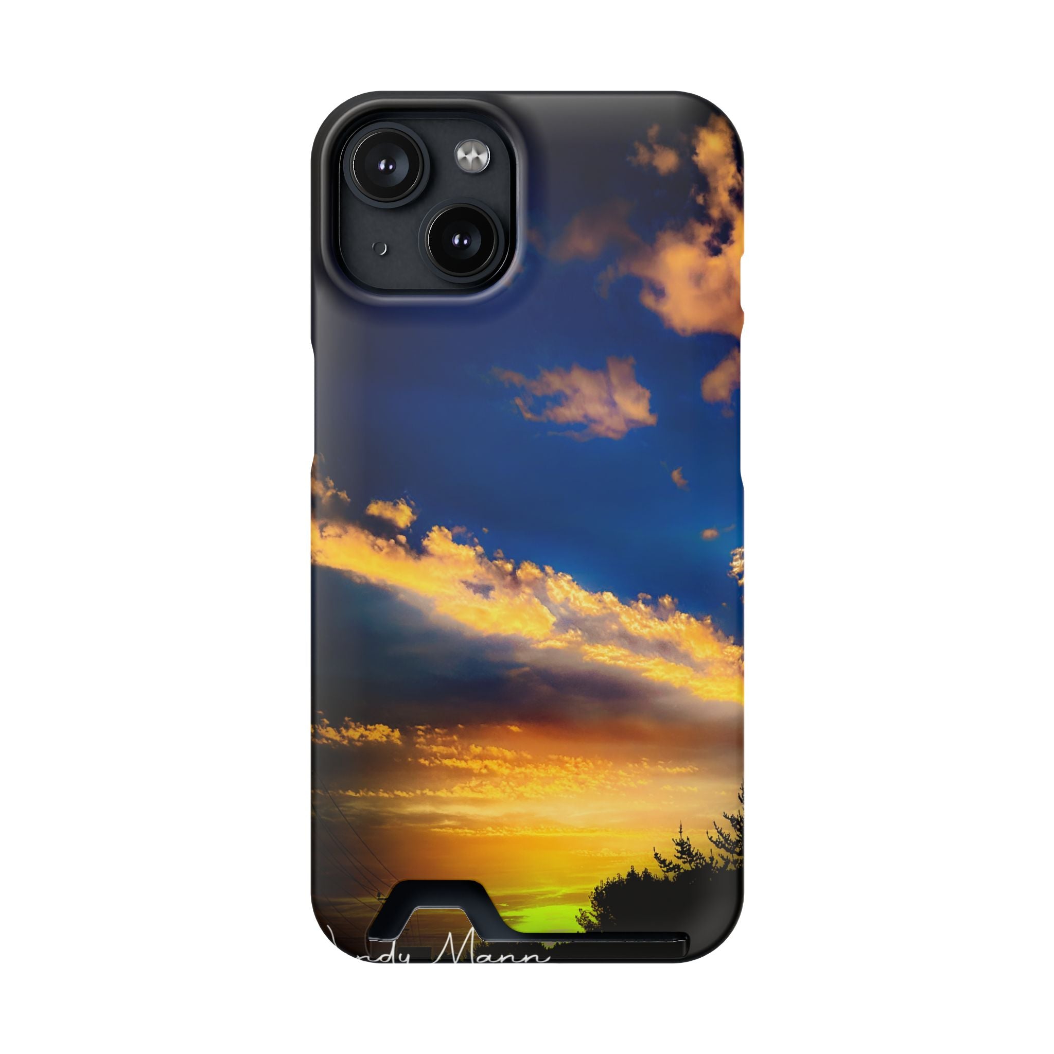 Sunset Sky Phone Case with Card Holder — Scenic Evening Landscape Wallet Case