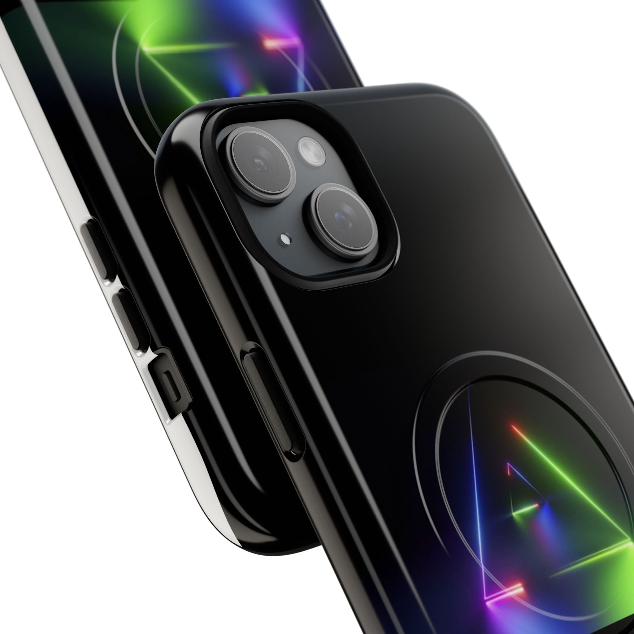 Magnetic Phone Case — Neon Prism Triangle Protective Cover
