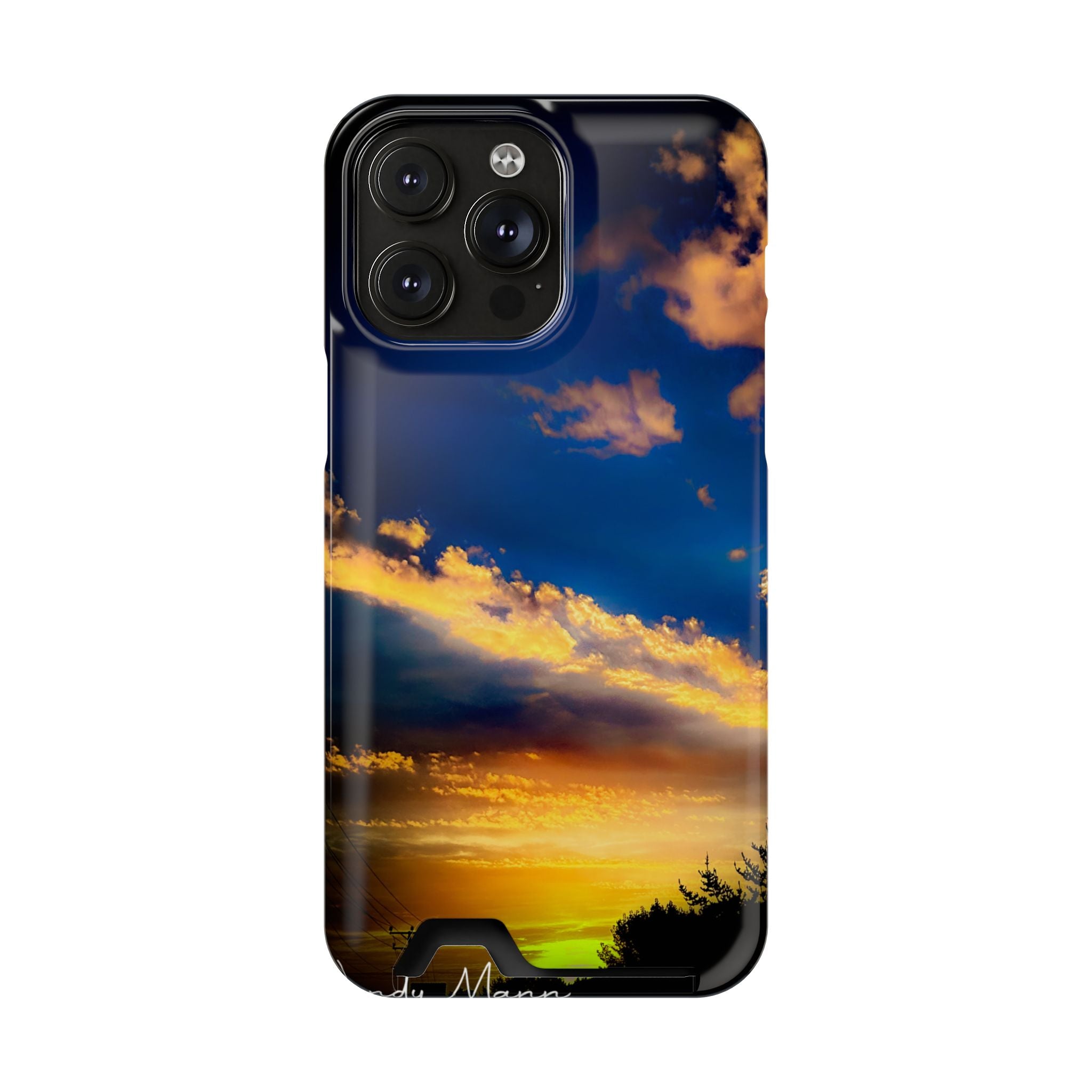 Sunset Sky Phone Case with Card Holder — Scenic Evening Landscape Wallet Case