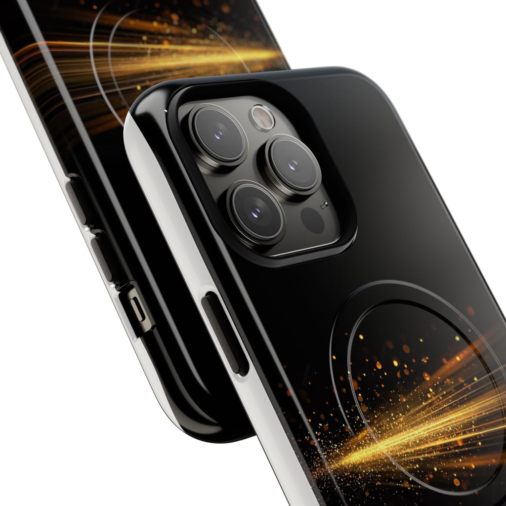 Magnetic Tough Phone Case — Black with Gold Light Trail