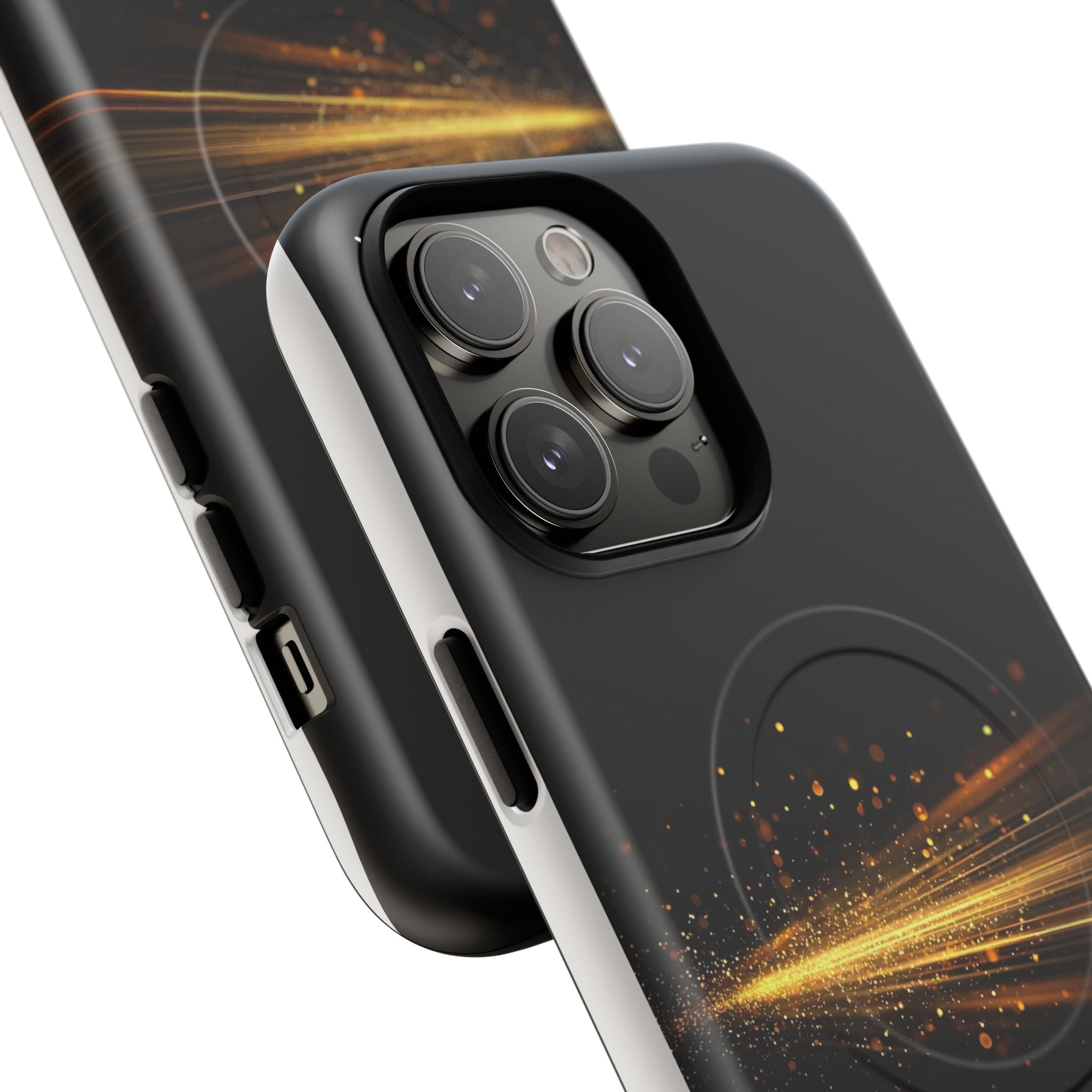 Magnetic Tough Phone Case — Black with Gold Light Trail