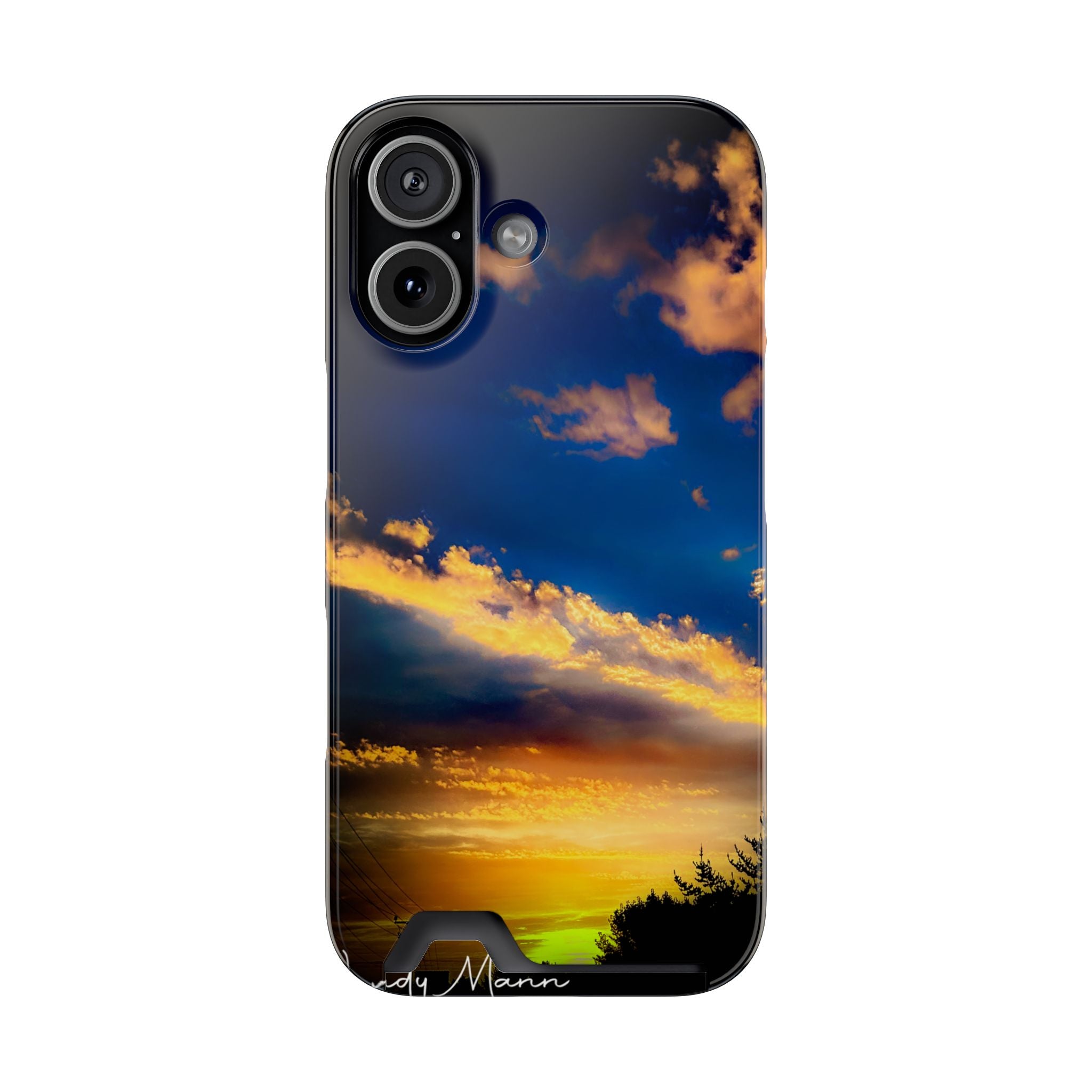 Sunset Sky Phone Case with Card Holder — Scenic Evening Landscape Wallet Case
