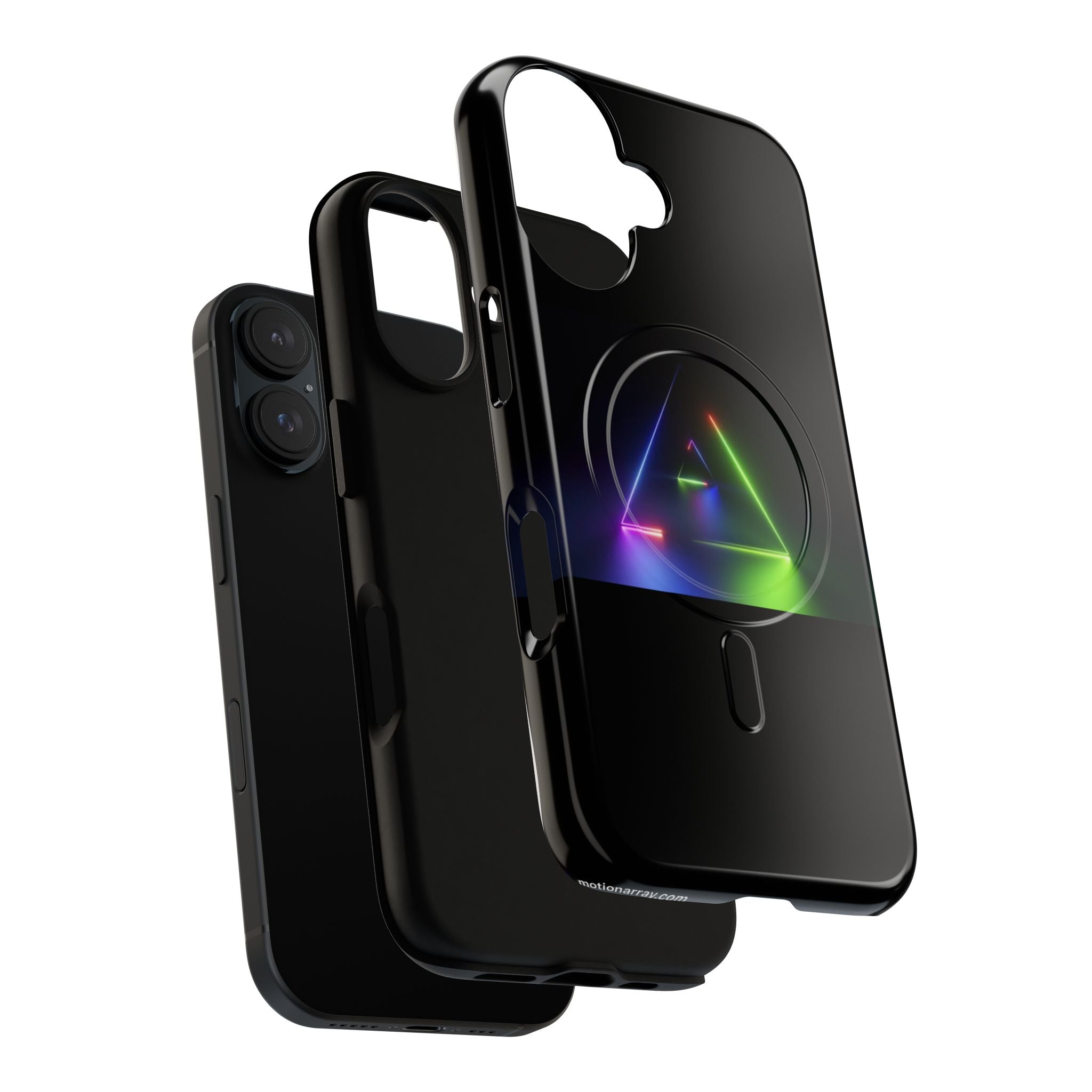 Magnetic Phone Case — Neon Prism Triangle Protective Cover