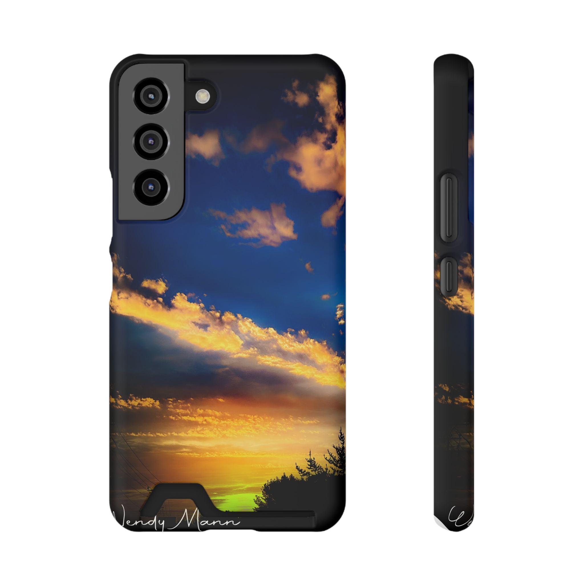 Sunset Sky Phone Case with Card Holder — Scenic Evening Landscape Wallet Case