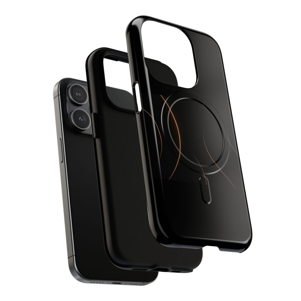Magnetic Tough Phone Case — Black Minimalist Rings, Shockproof Magnetic Grip