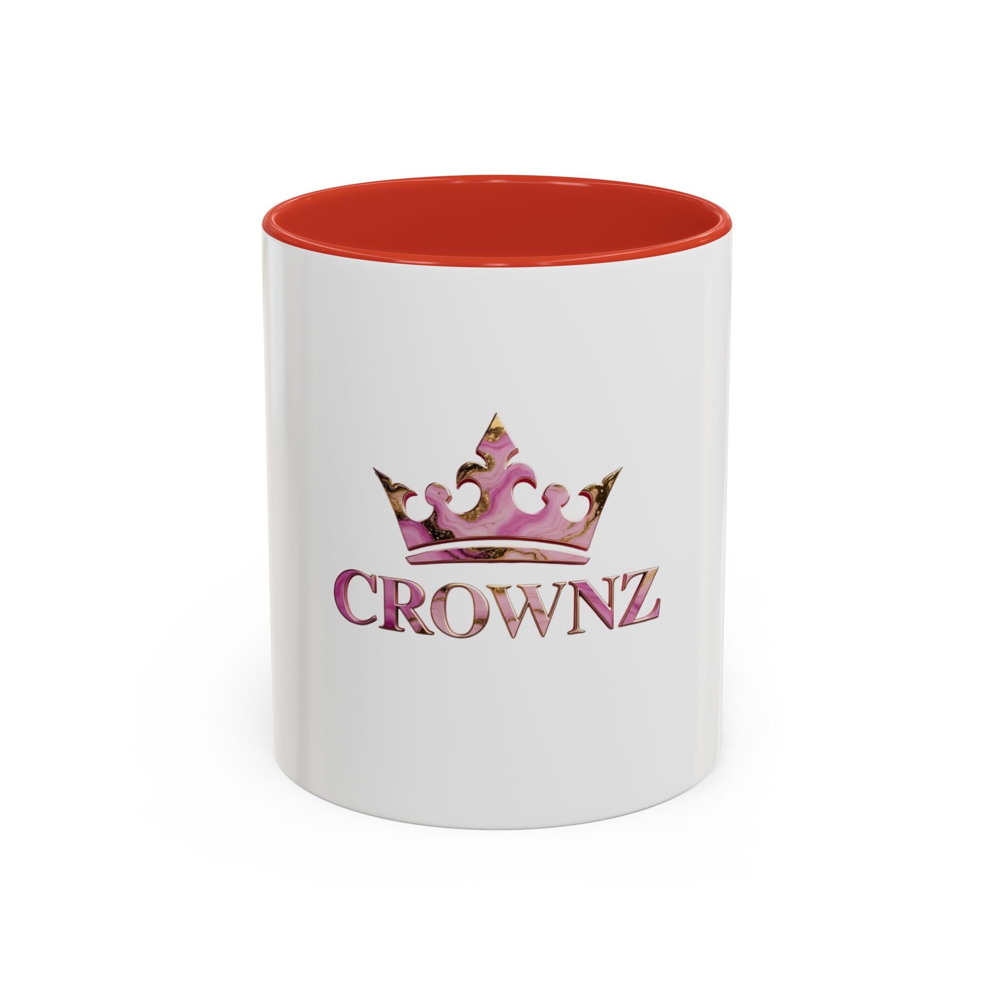 Crownz Pink Marble Accent Coffee Mug – 11/15oz Decorative Crown Tea Cup
