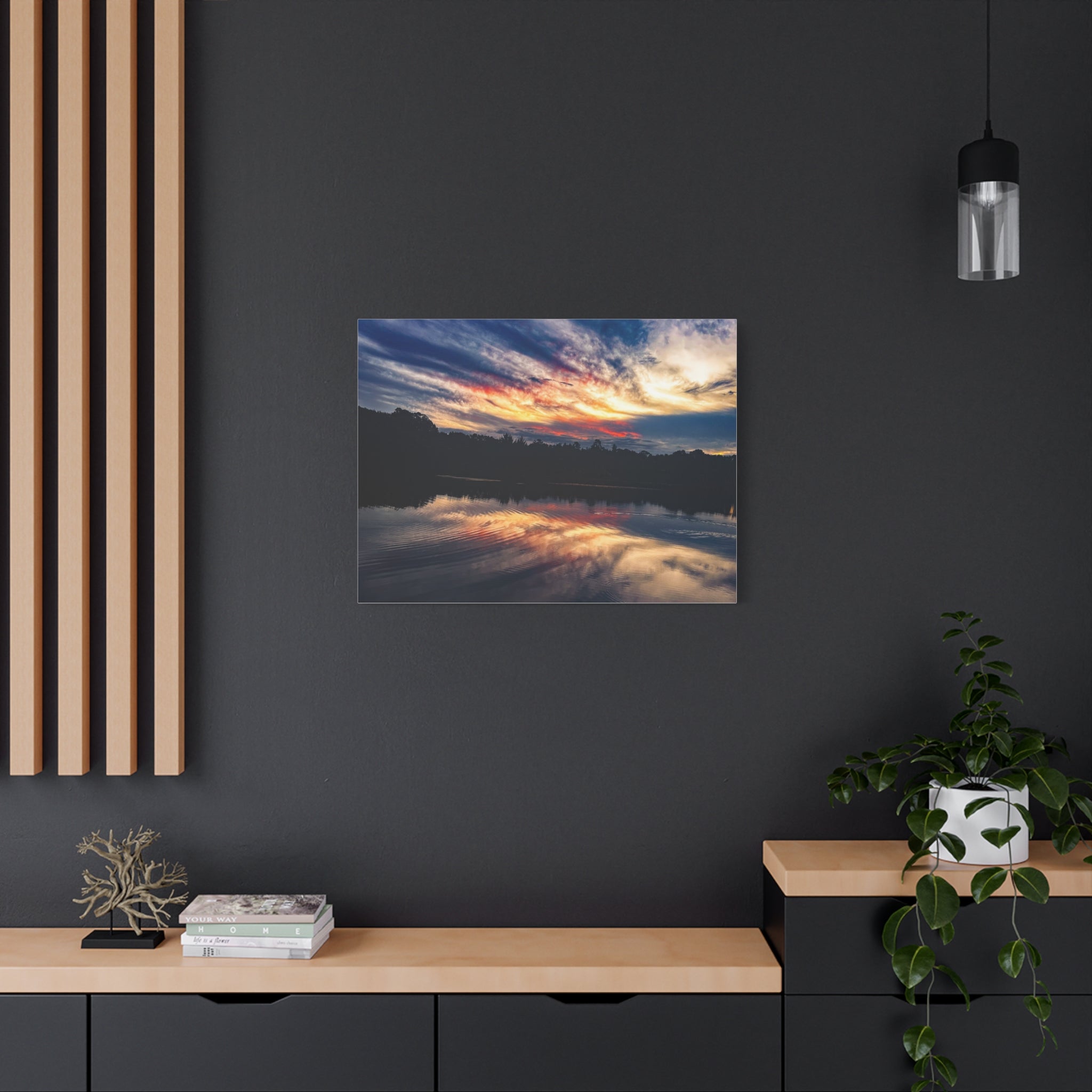 Sunset Lake Reflection Matte Canvas Wall Art — Stretched 1.25"
