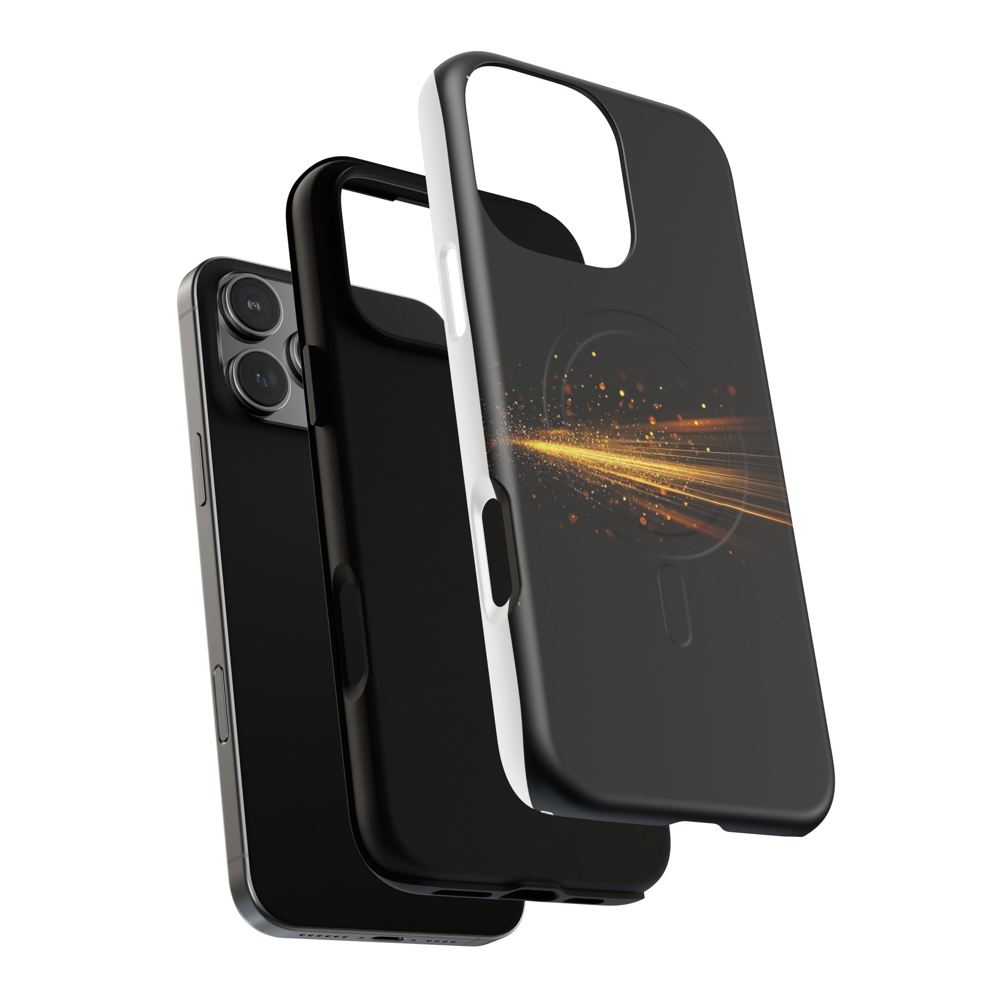 Magnetic Tough Phone Case — Black with Gold Light Trail
