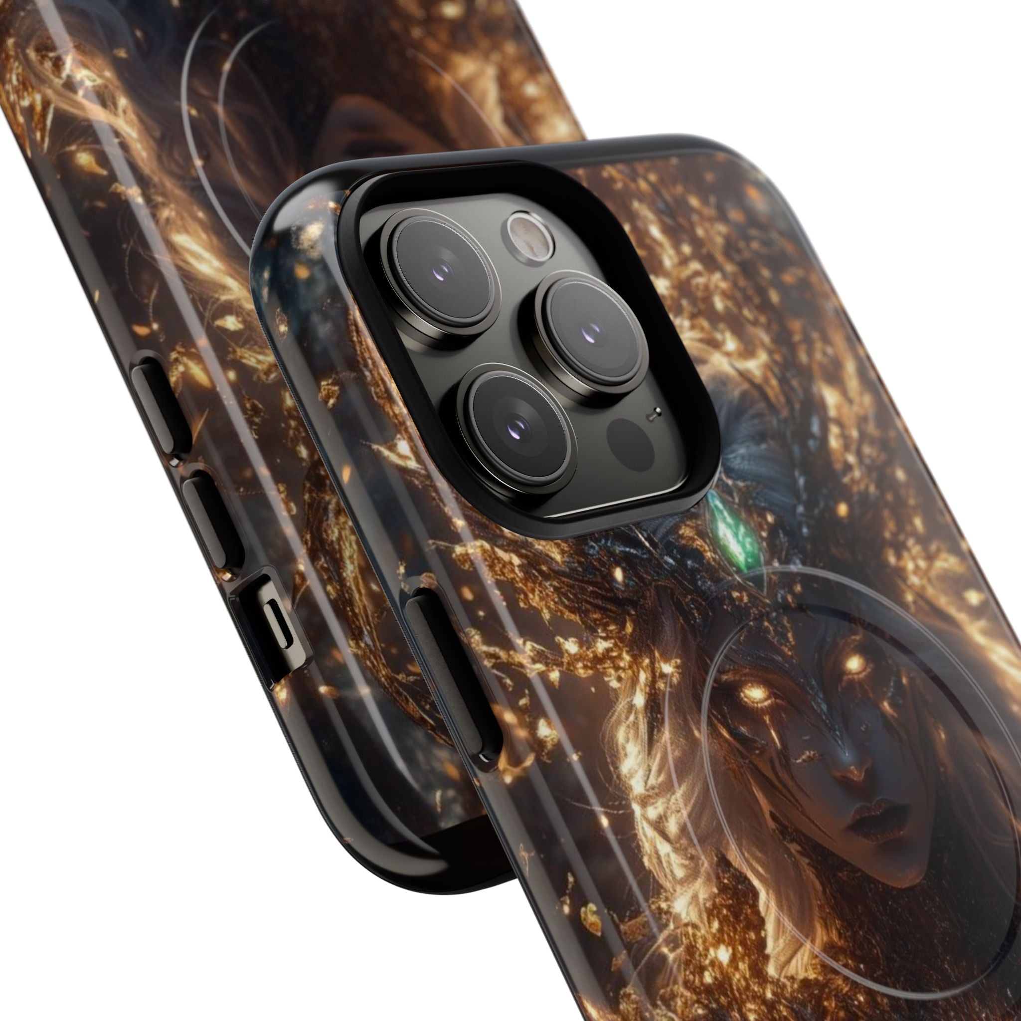 Mystic Goddess Tough Magnetic Phone Case — Fantasy Armor & Glowing Eyes