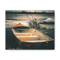 Vintage Rowboat Canvas Wall Art – Moody Coastal Landscape Print