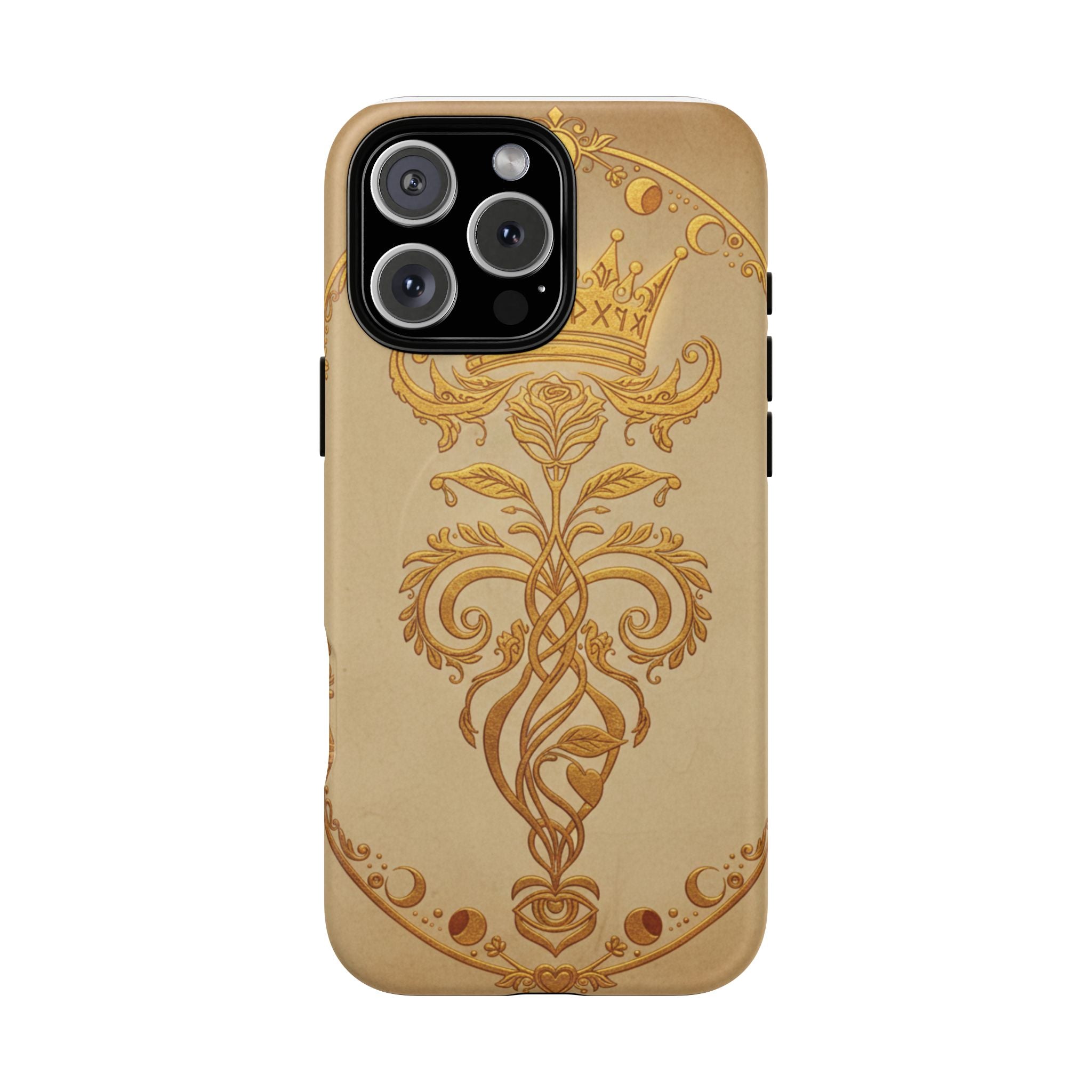 Gold Floral Crest Tough Phone Case — Protective Magnetic iPhone Cover