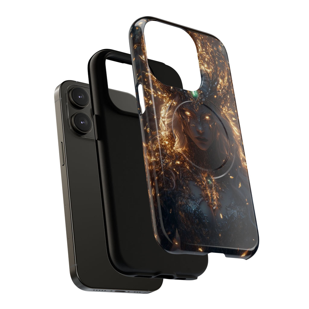 Mystic Goddess Tough Magnetic Phone Case — Fantasy Armor & Glowing Eyes